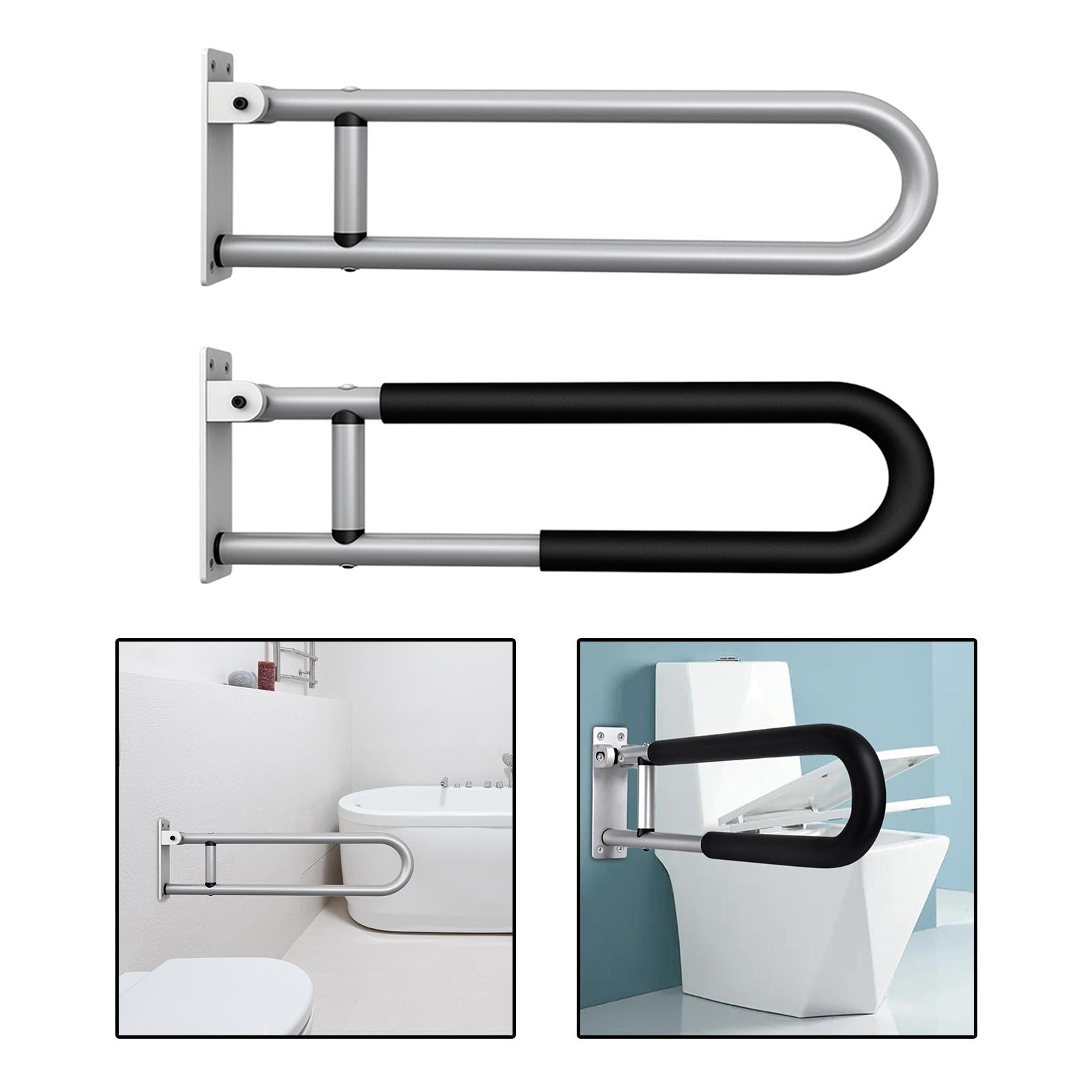 Shower Assist Wall Mount Elderly Disabled Toilet Aid Folding Safety Silver