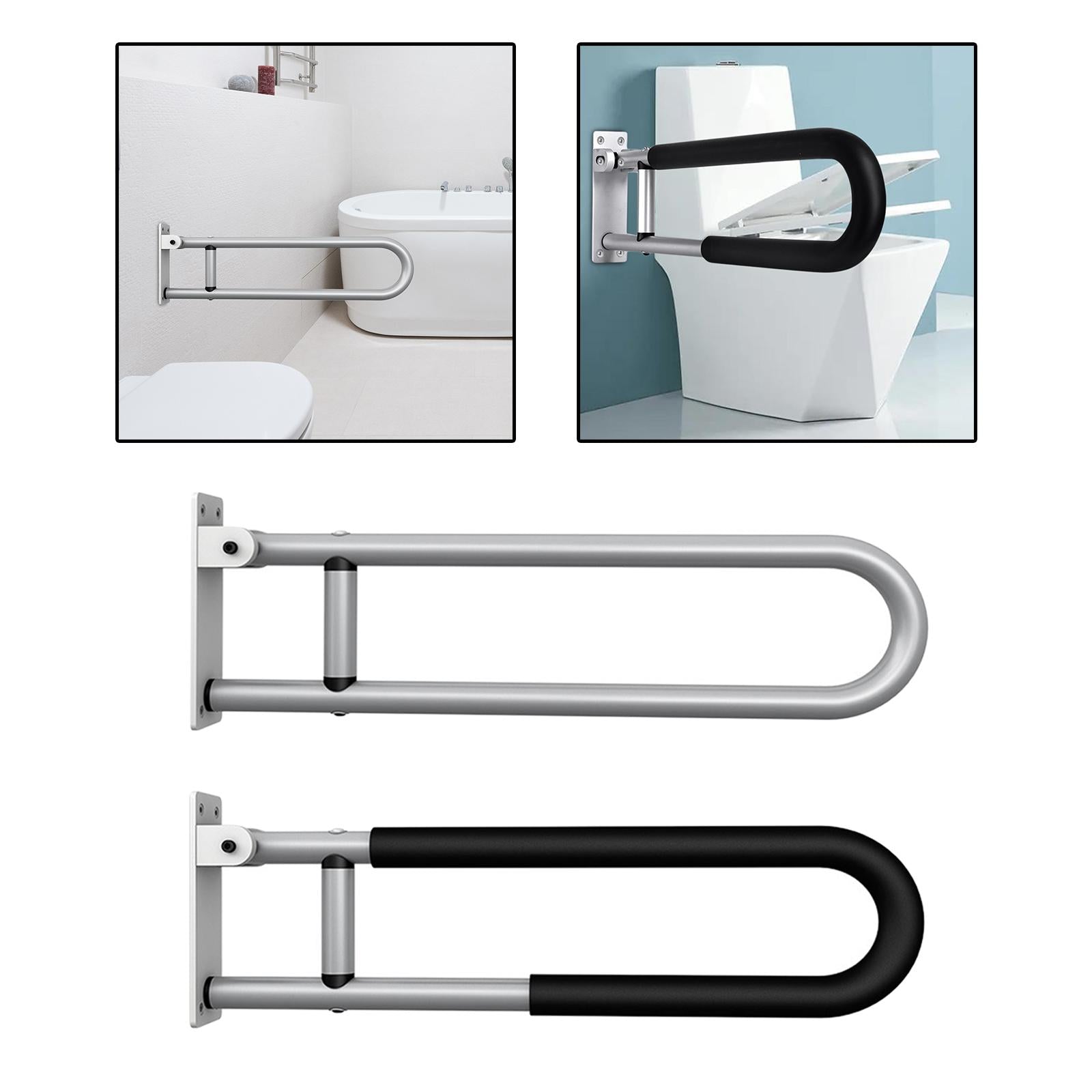 Shower Assist Wall Mount Elderly Disabled Toilet Aid Folding Safety Silver