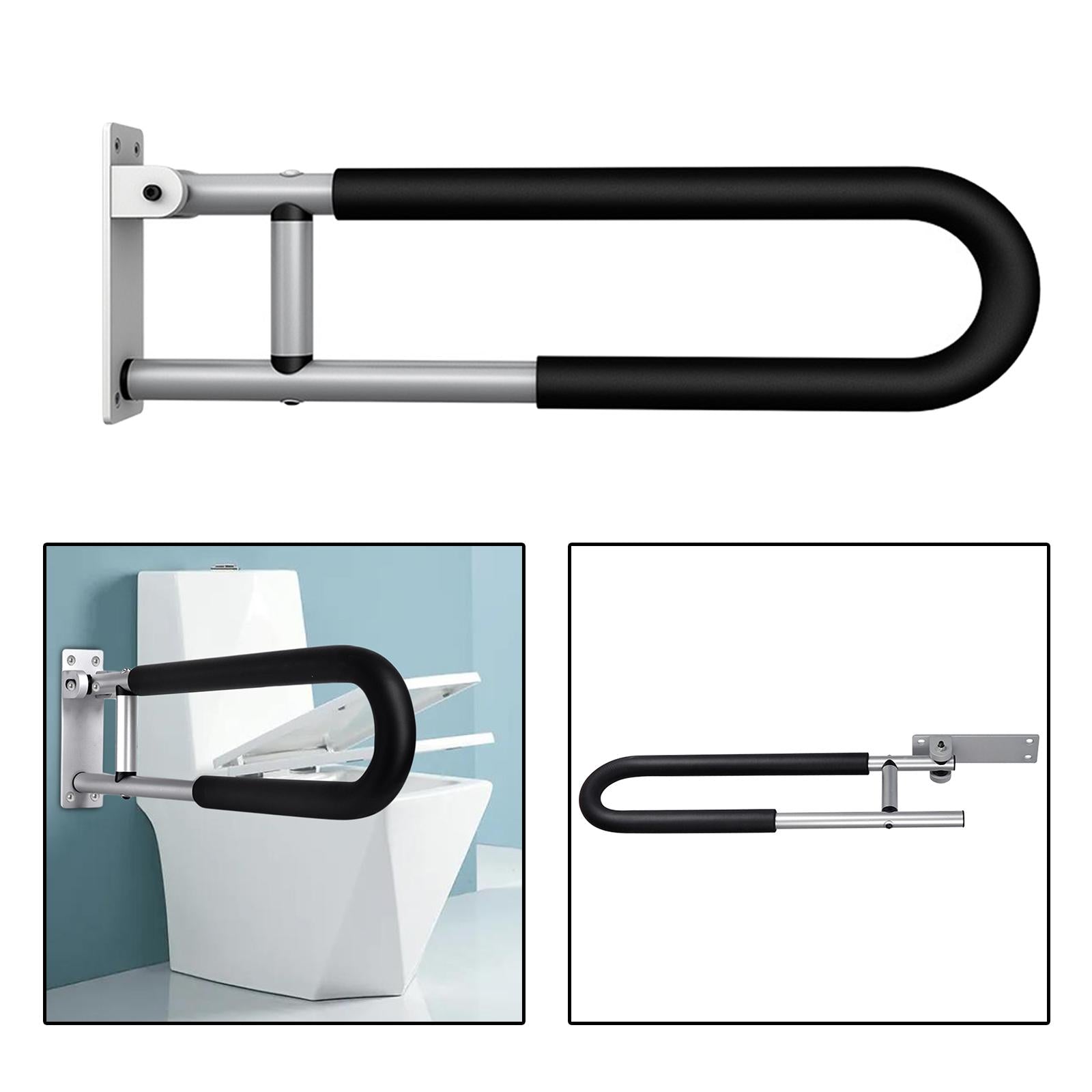 Shower Assist Wall Mount Elderly Disabled Toilet Aid Folding Safety Black