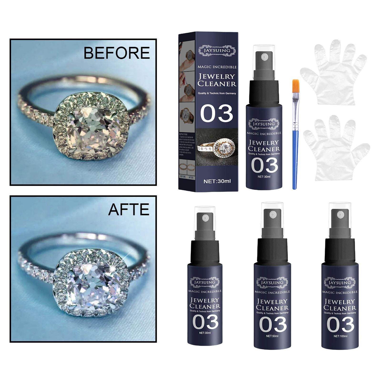 Jewelry Cleaner Cleaning Spray Stain Free for Necklace Silver Earrings Watch 30ml