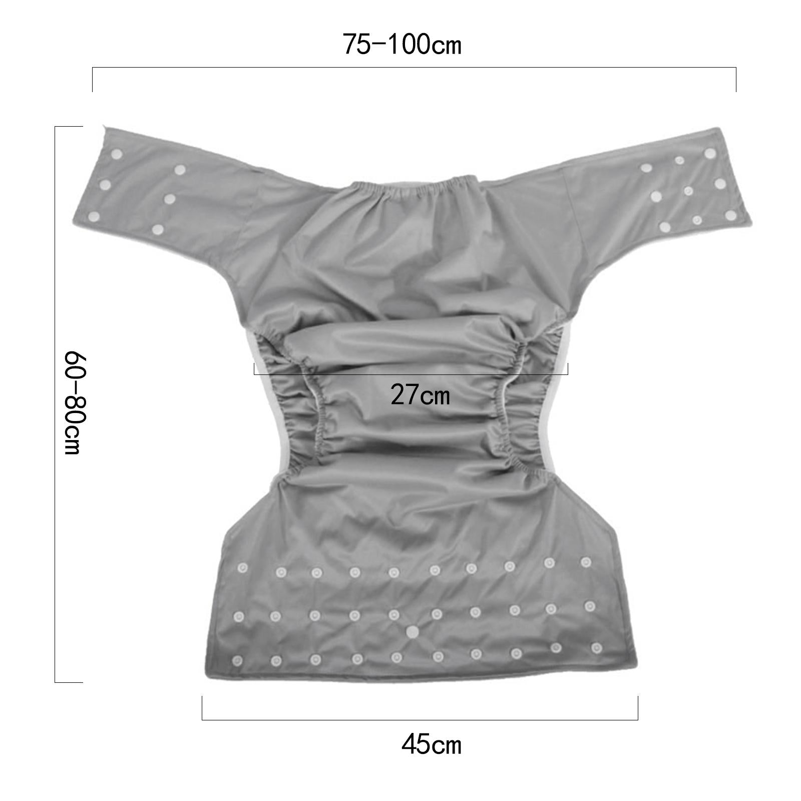 Large Adult Cloth Diaper Reusable Underwear for Seniors Men Women Dark Gray