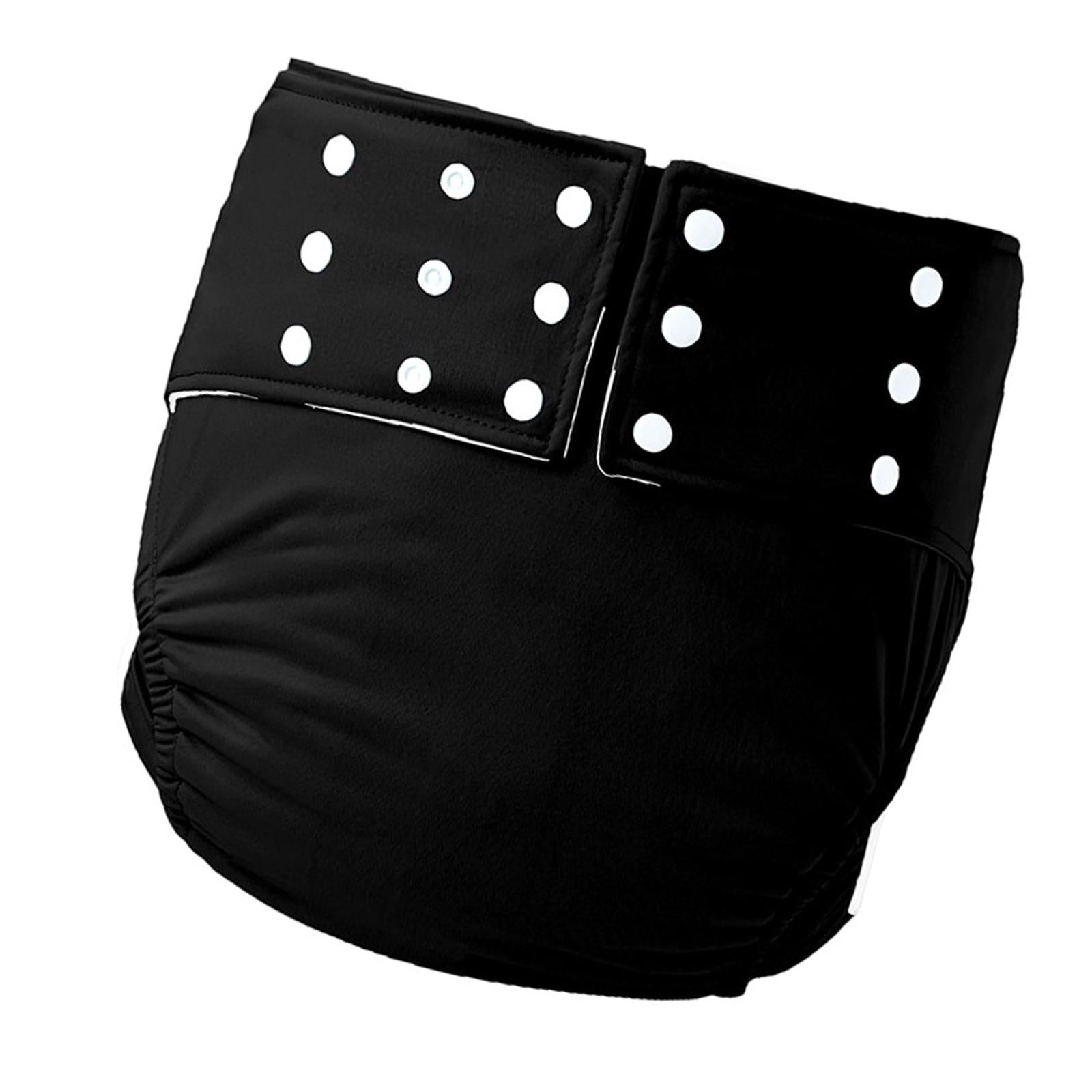Large Adult Cloth Diaper Reusable Underwear for Seniors Men Women Black