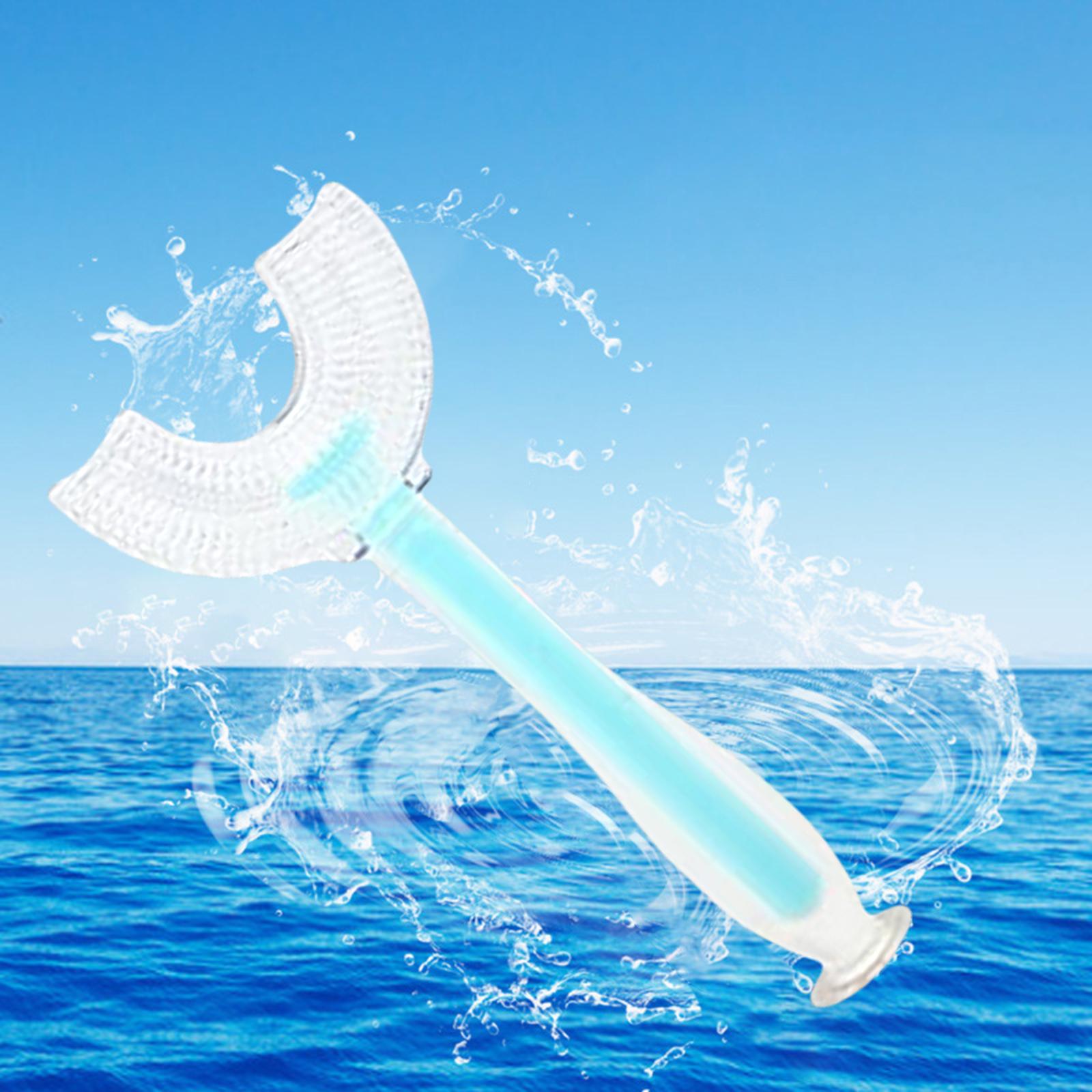 Silicone U-Shaped Kids Toothbrush 360 Degree Gums for Baby Oral Clean Blue