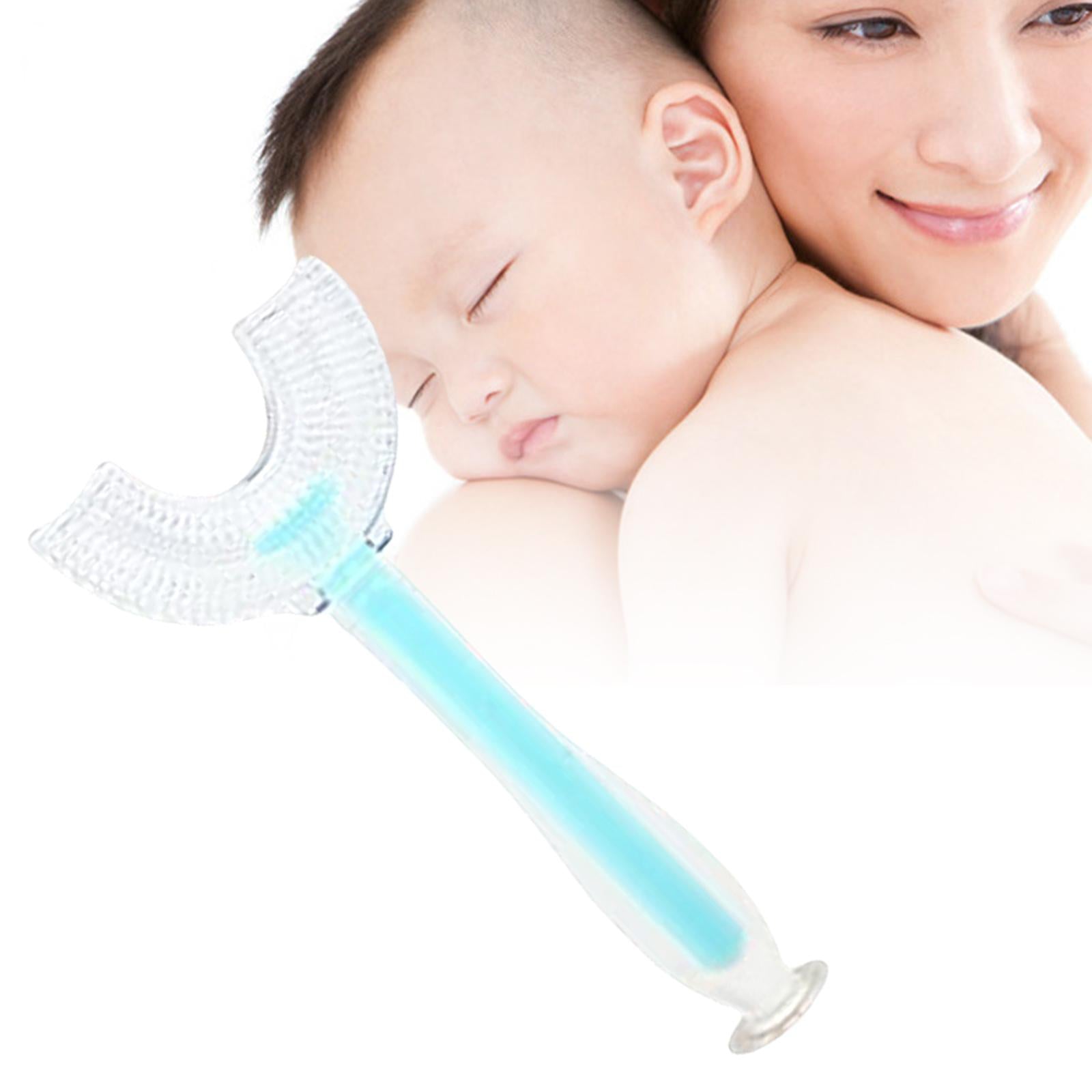 Silicone U-Shaped Kids Toothbrush 360 Degree Gums for Baby Oral Clean Blue