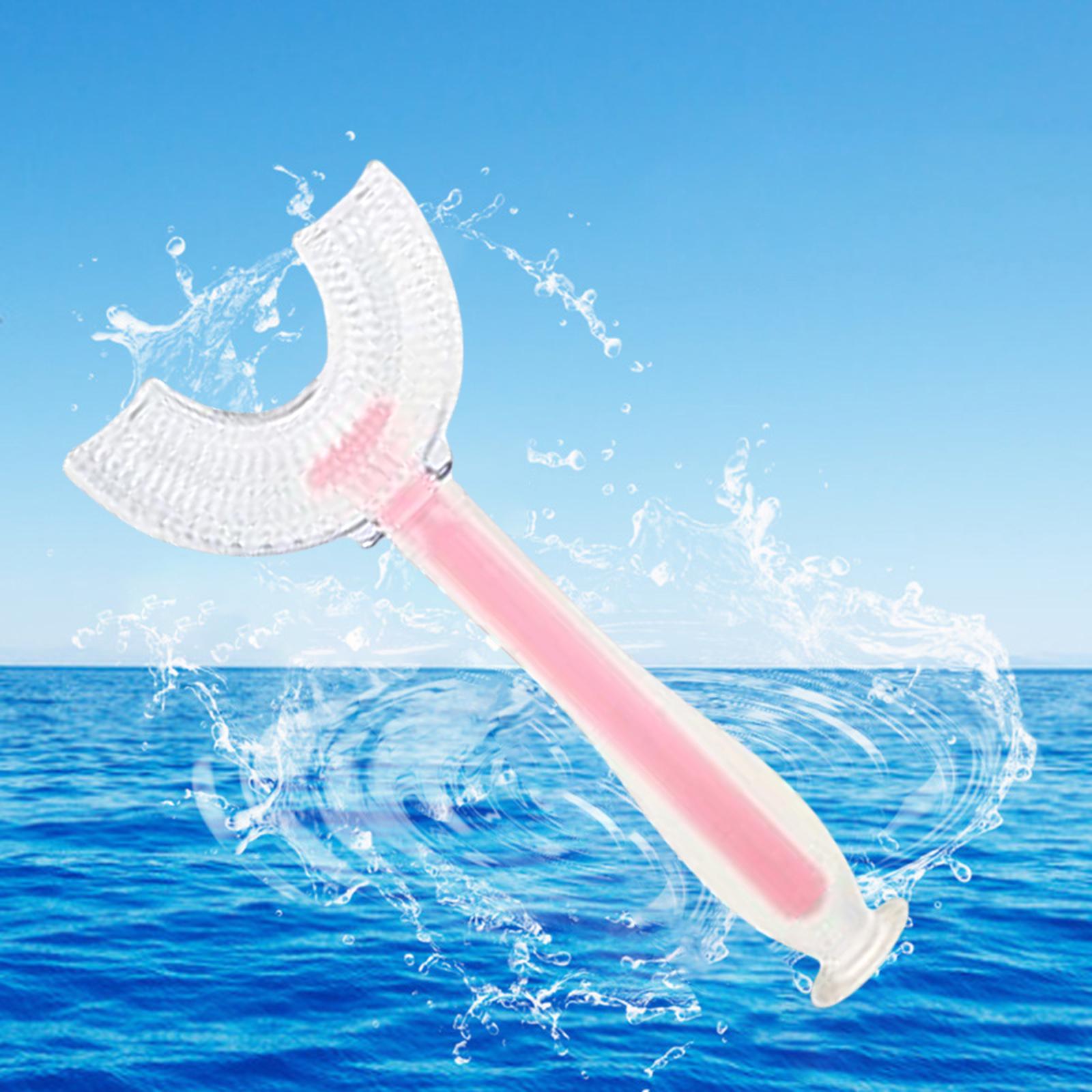 Silicone U-Shaped Kids Toothbrush 360 Degree Gums for Baby Oral Clean Pink