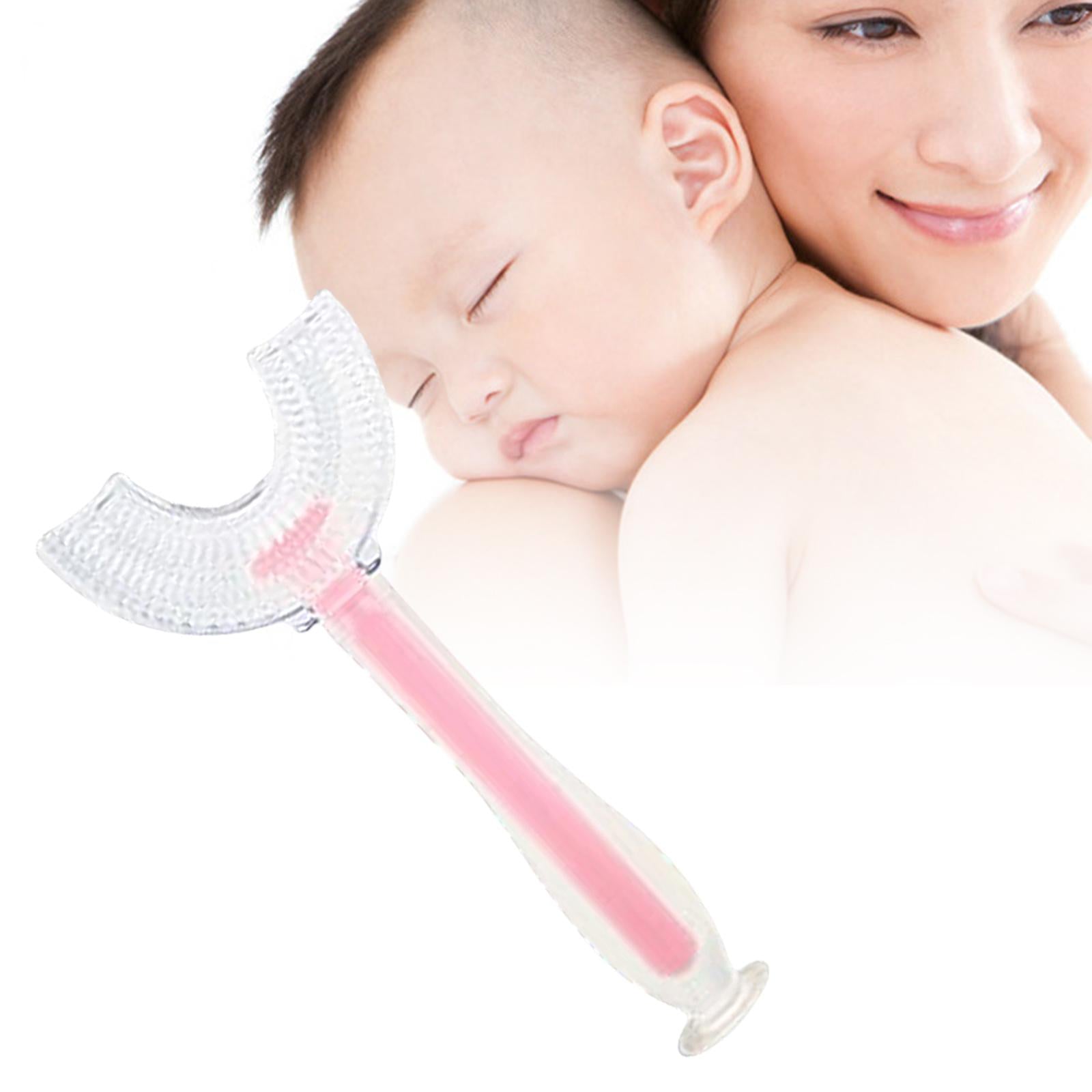 Silicone U-Shaped Kids Toothbrush 360 Degree Gums for Baby Oral Clean Pink