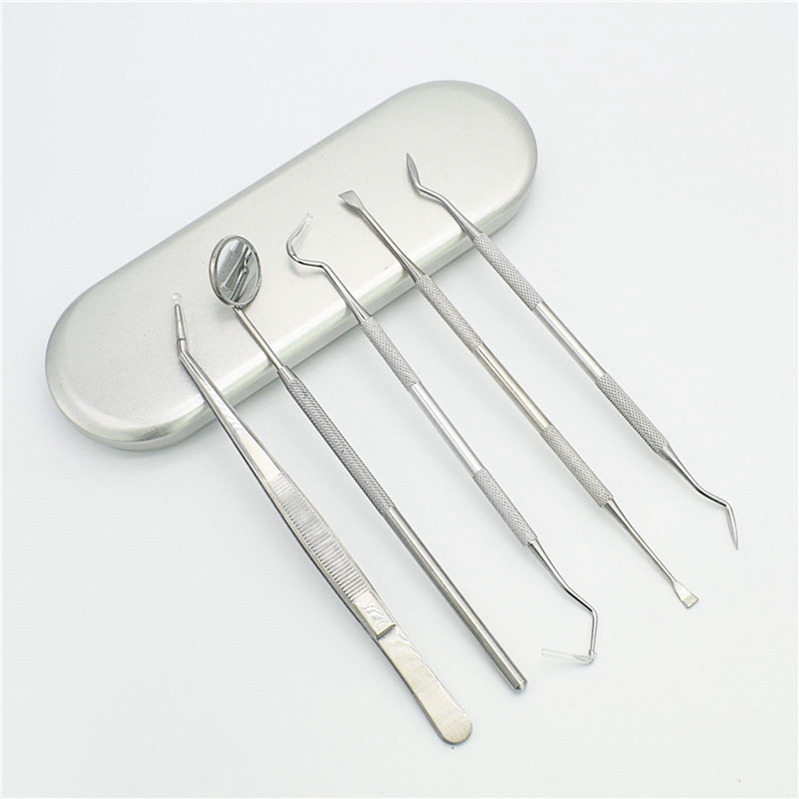 Dental Tools Mouth Mirror Tweezers Plaque Remover Scraper Teeth Care 5 Pcs