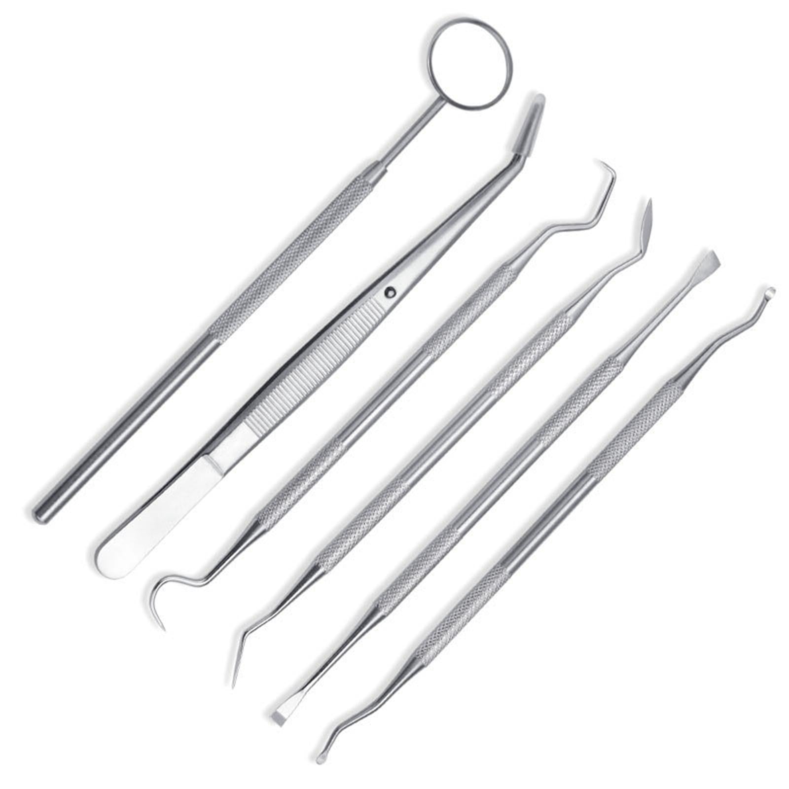 Dental Tools Mouth Mirror Tweezers Plaque Remover Scraper Teeth Care 5 Pcs