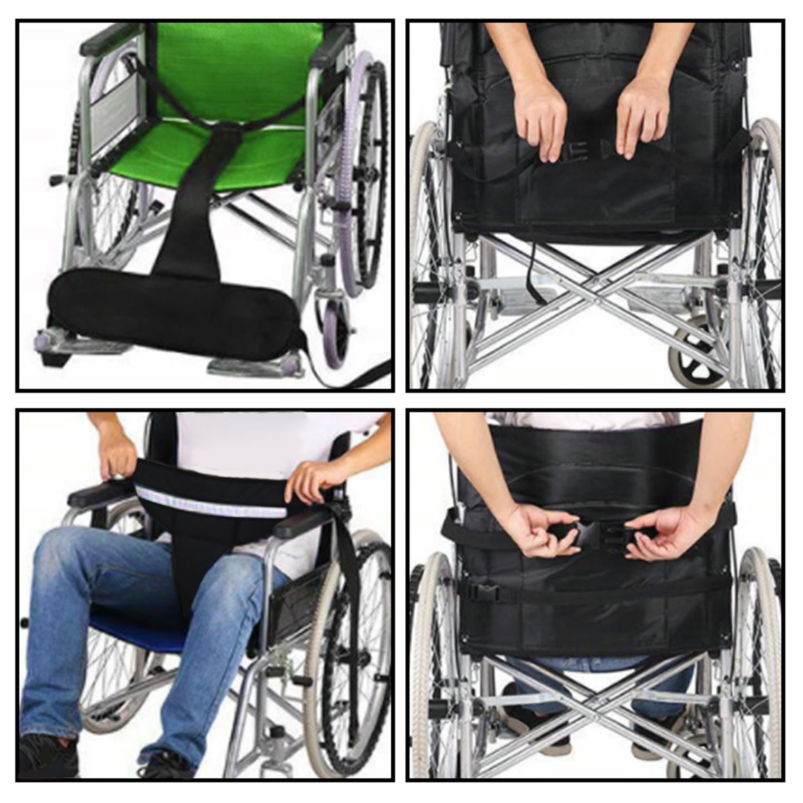 Wheelchair Seat Belt Waist Elastic Restraint Harness for Patients Disabled Black