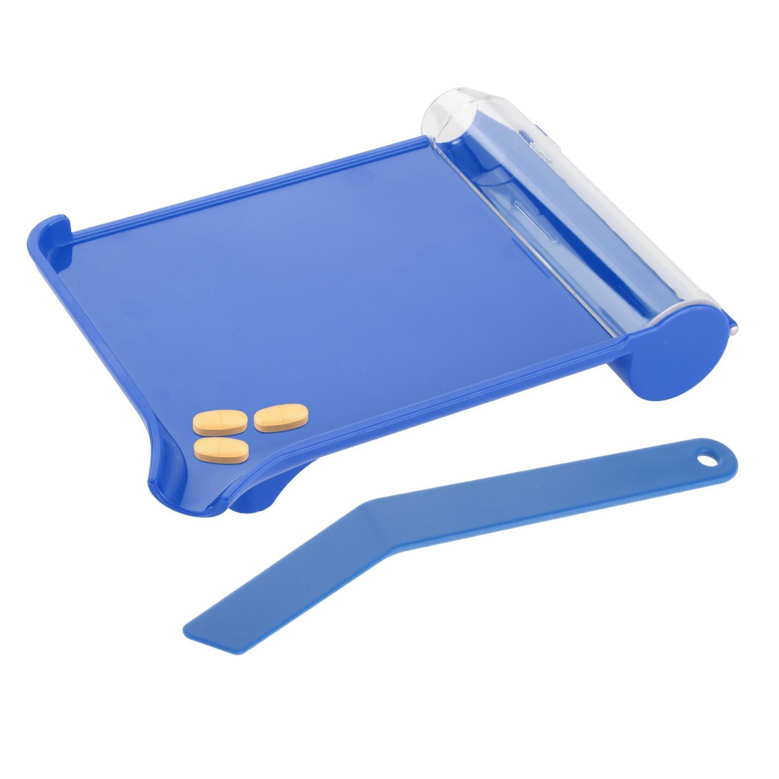 Pharmacy Medicines Counter Capsules Counting Dispensing Tray w/ Spatula Blue