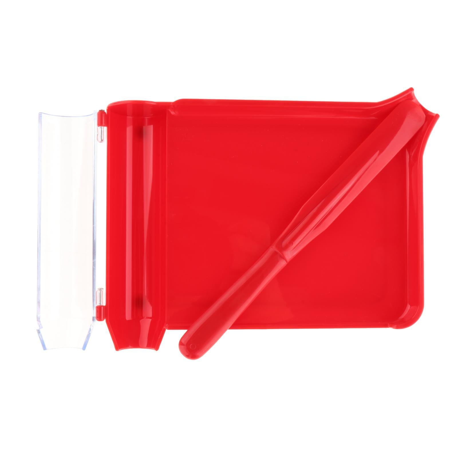 Pharmacy Medicines Counter Capsules Counting Dispensing Tray w/ Spatula Red