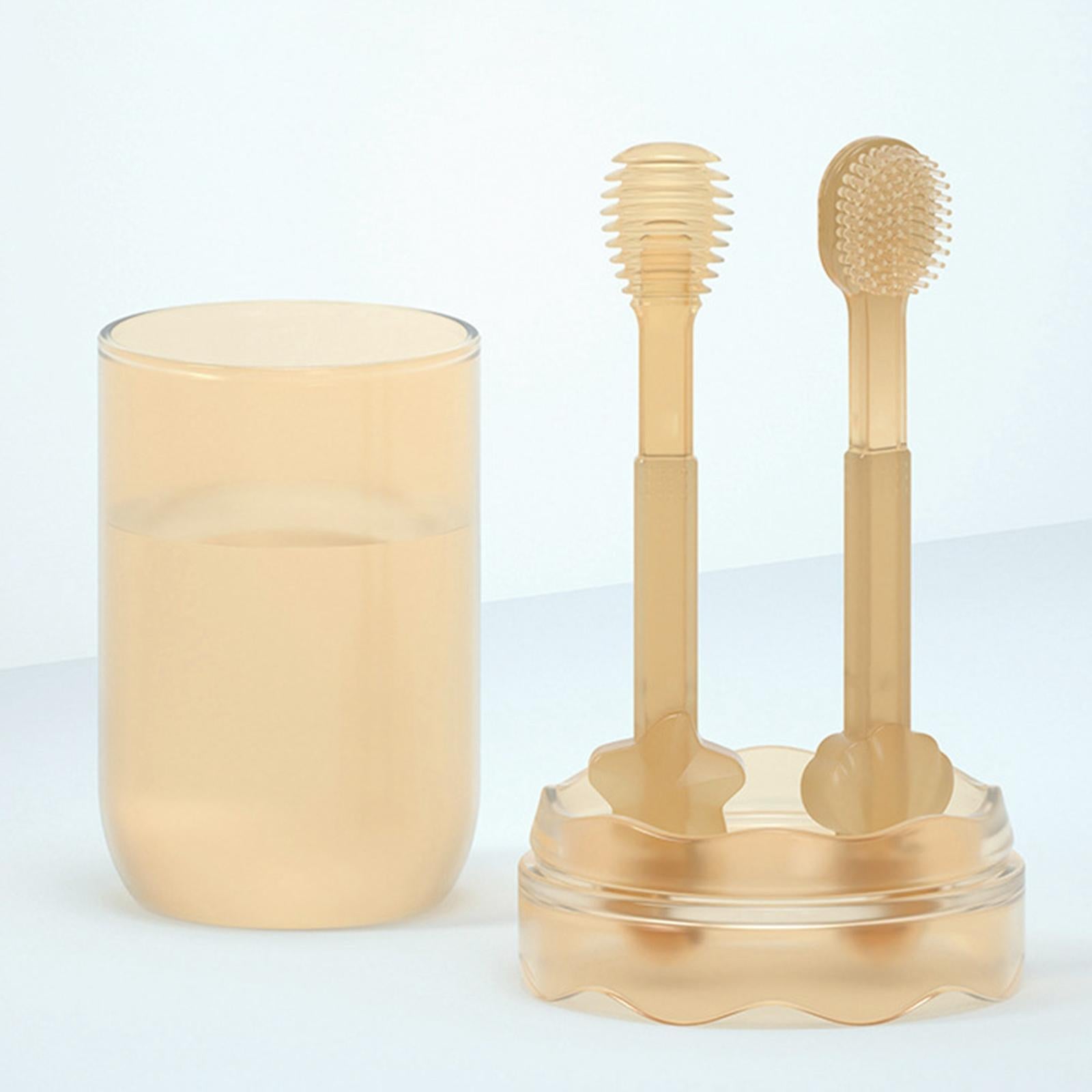 2Pcs Baby Silicone Toothbrush Tongue Cleaner with Cover Training for Infants