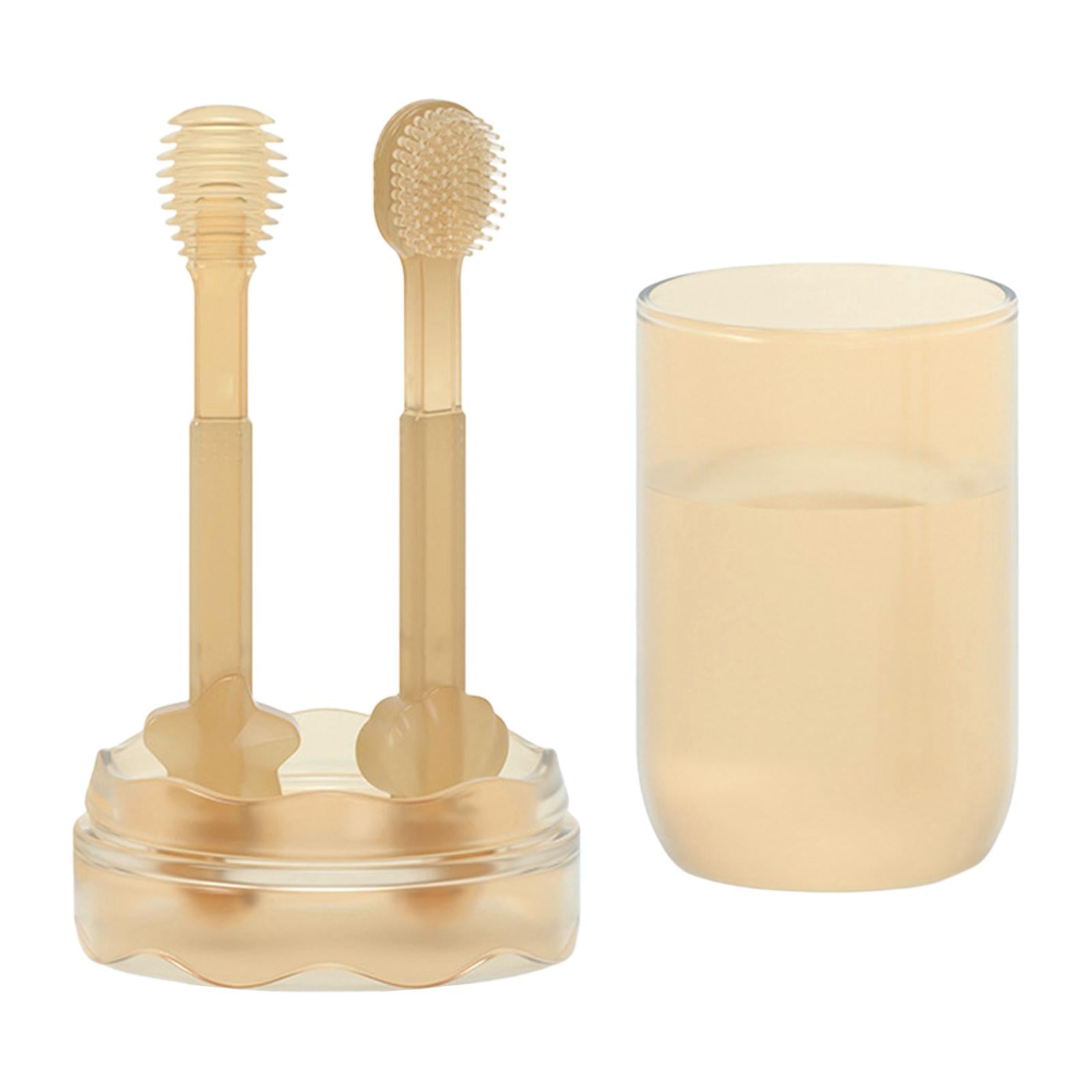2Pcs Baby Silicone Toothbrush Tongue Cleaner with Cover Training for Infants