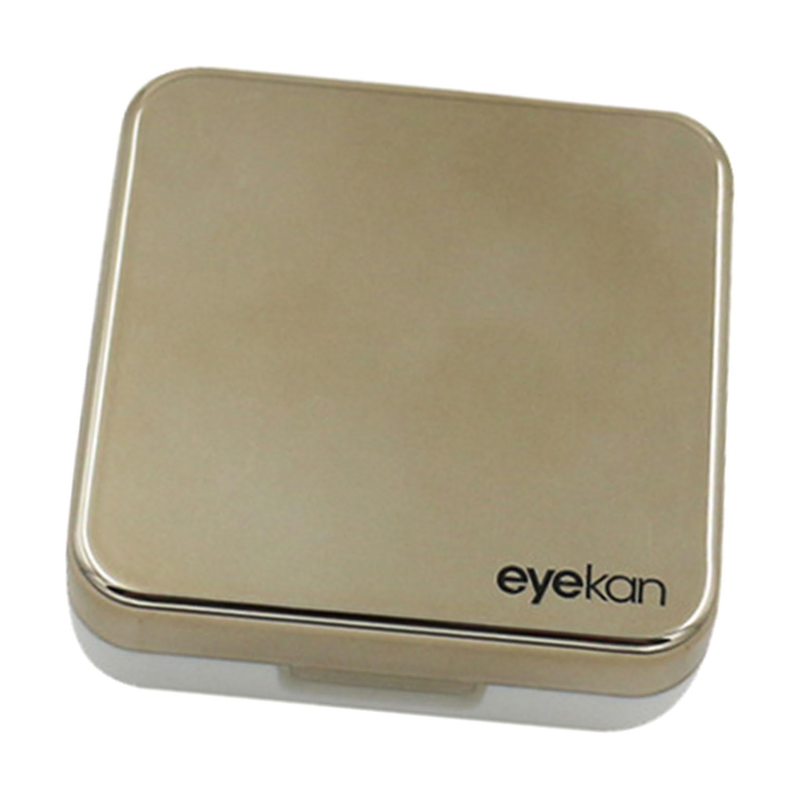 Square Portable Contact Lens Case Mirror Box Daily Use Golden