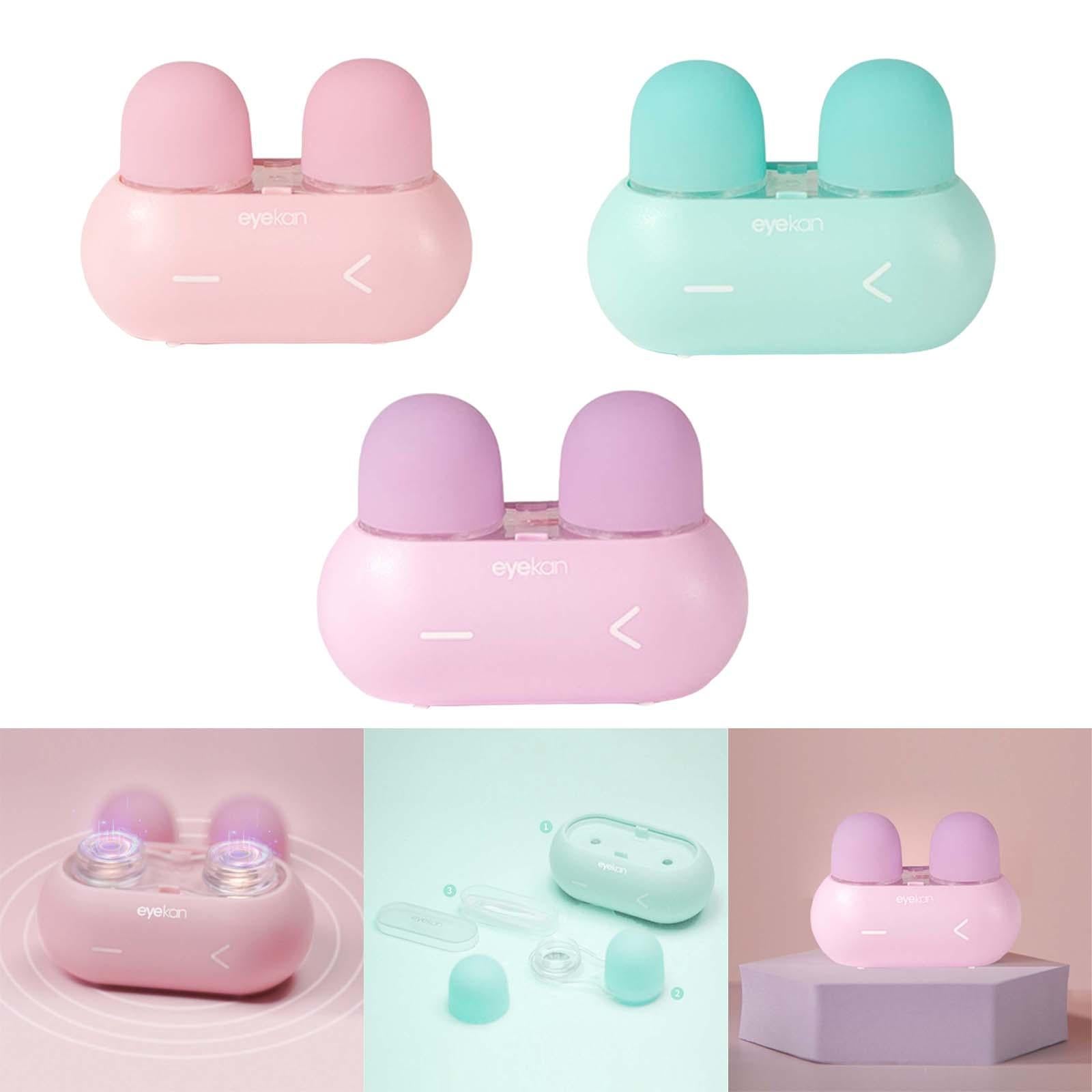 Portable Ultrasonic Contact Lens Cleaner Machine Storage Case 3 Min Pink