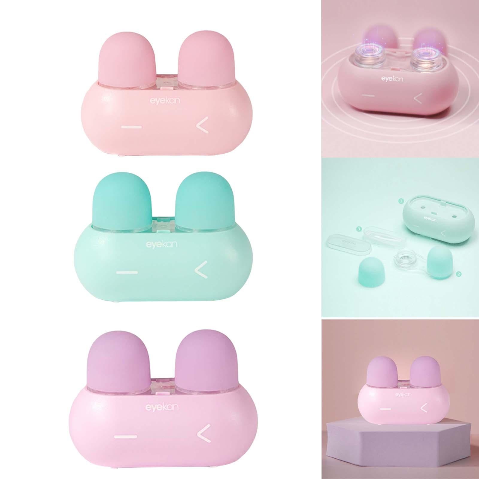 Portable Ultrasonic Contact Lens Cleaner Machine Storage Case 3 Min Pink