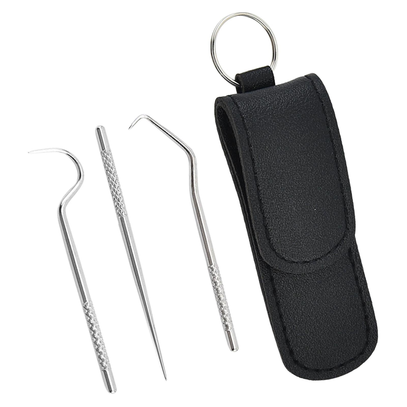 Toothpicks Pocket Set Reusable with Holder Metal Toothpicks Set of 4