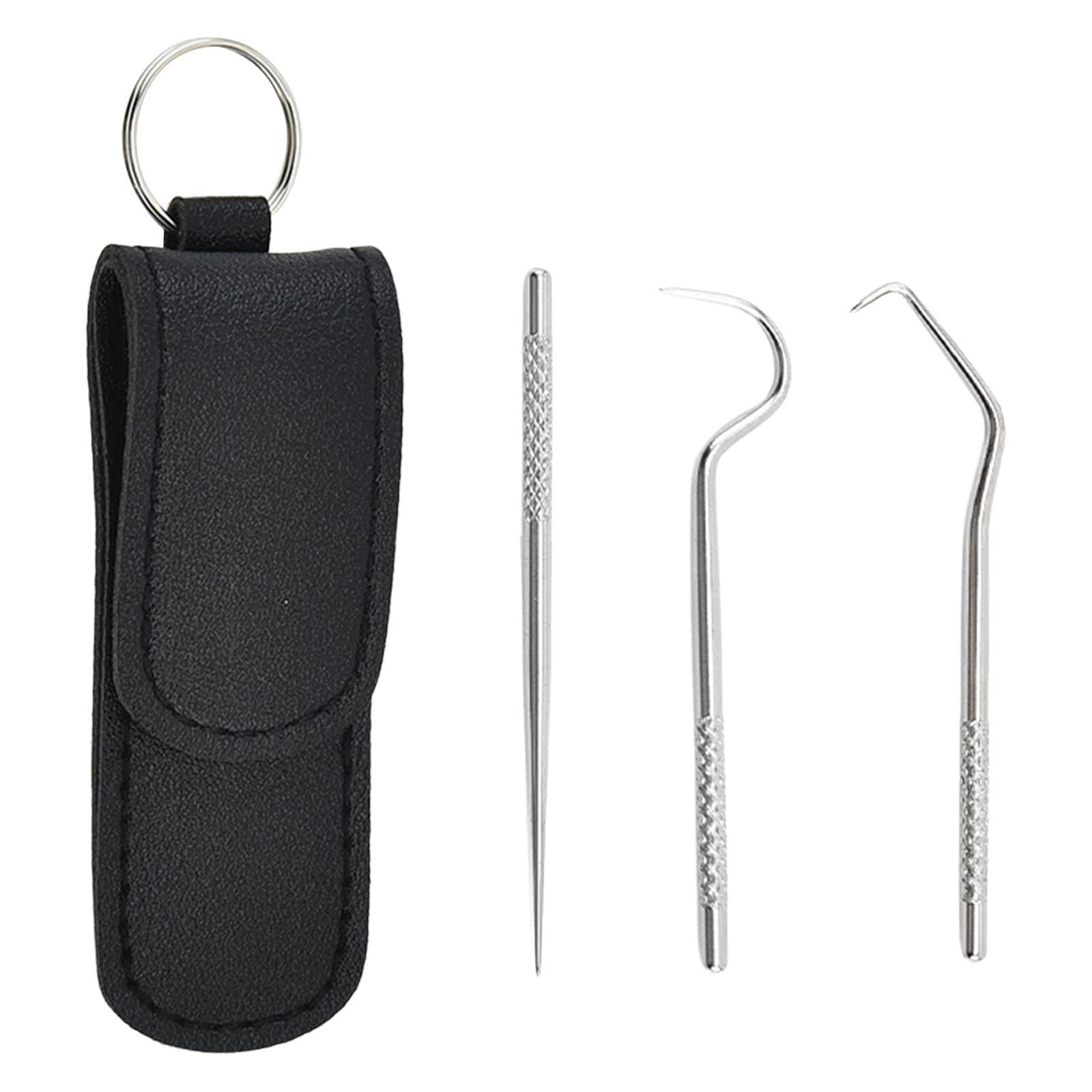 Toothpicks Pocket Set Reusable with Holder Metal Toothpicks Set of 4