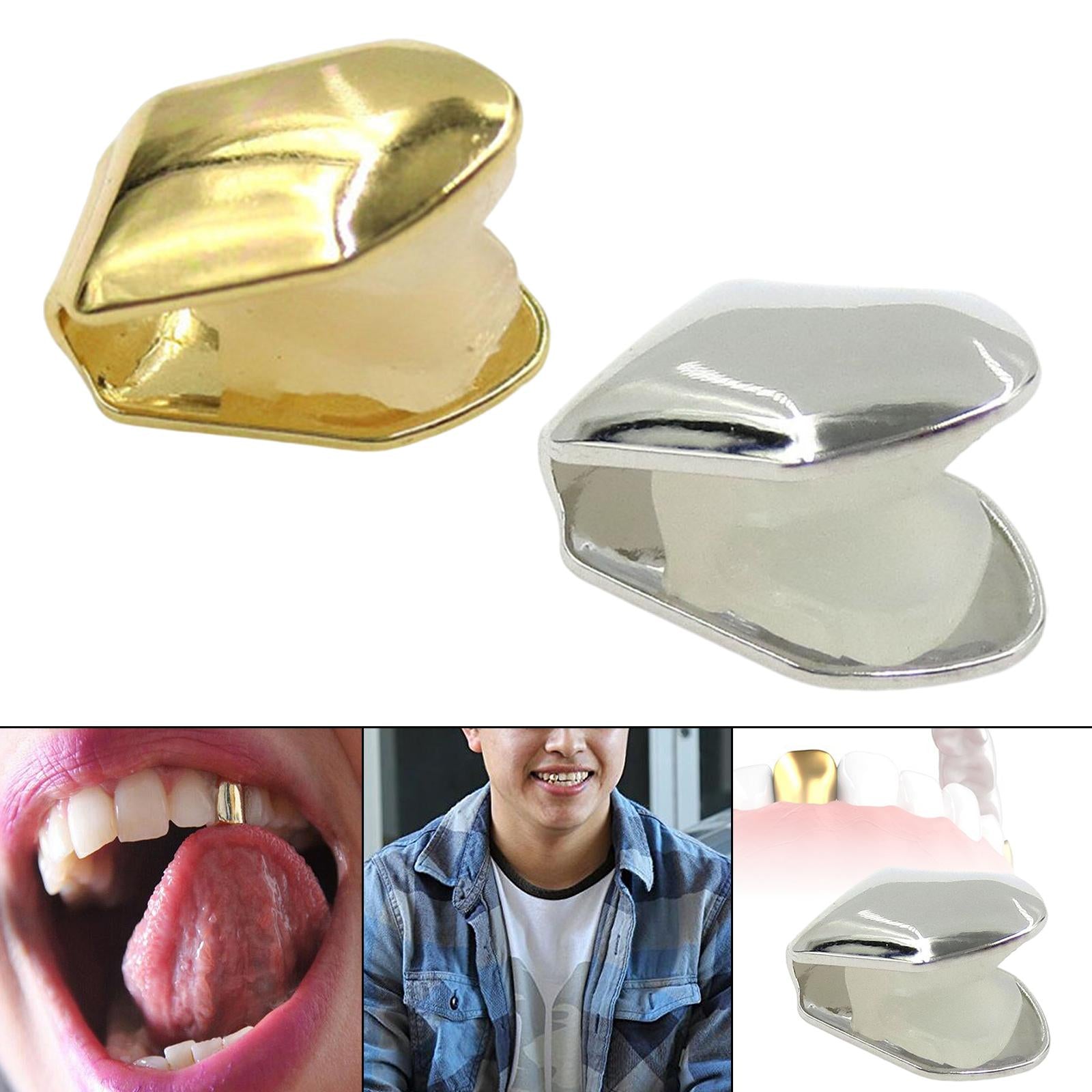 Hip Hop Braces Single Teeth Caps for Teeth Mouth Fancy Dress Daily Use Gold