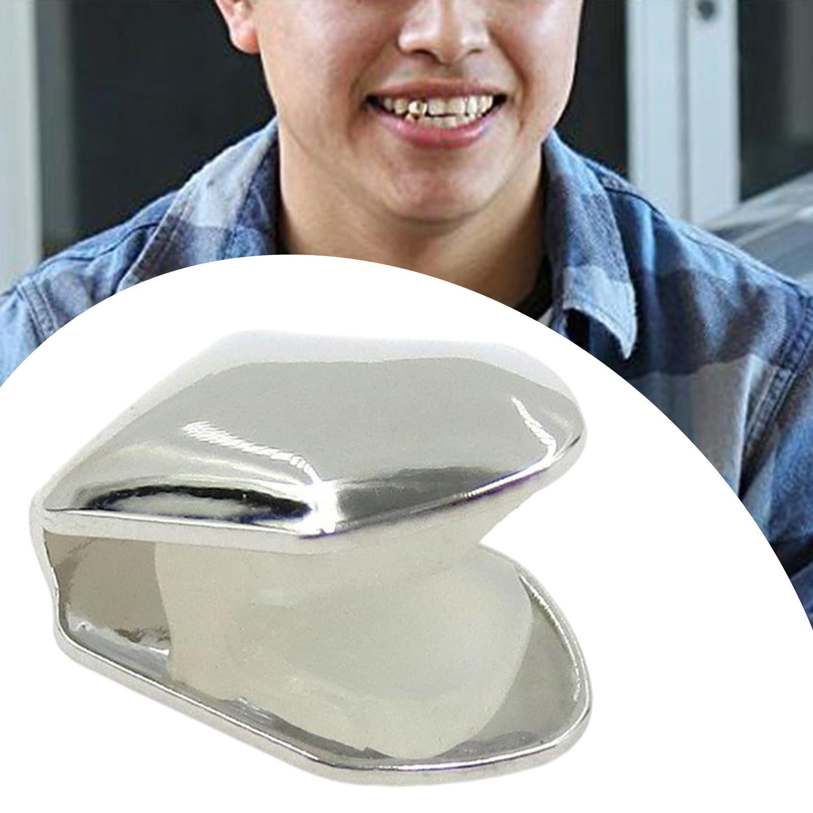 Hip Hop Braces Single Teeth Caps for Teeth Mouth Fancy Dress Daily Use Silver