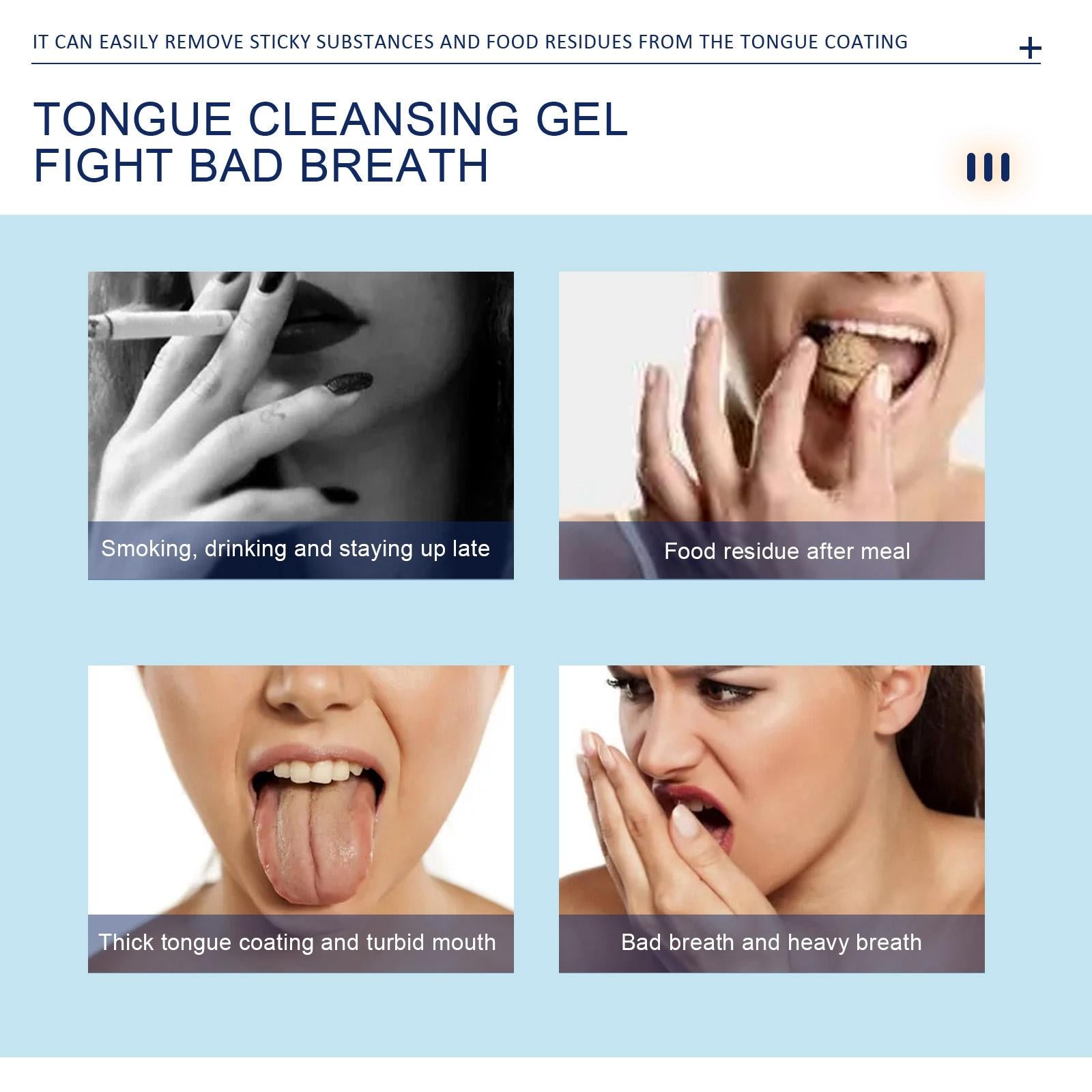 Tongue Cleansing Gel Tongue Scraper Kit Oral Hygiene Brush Odor Eliminator