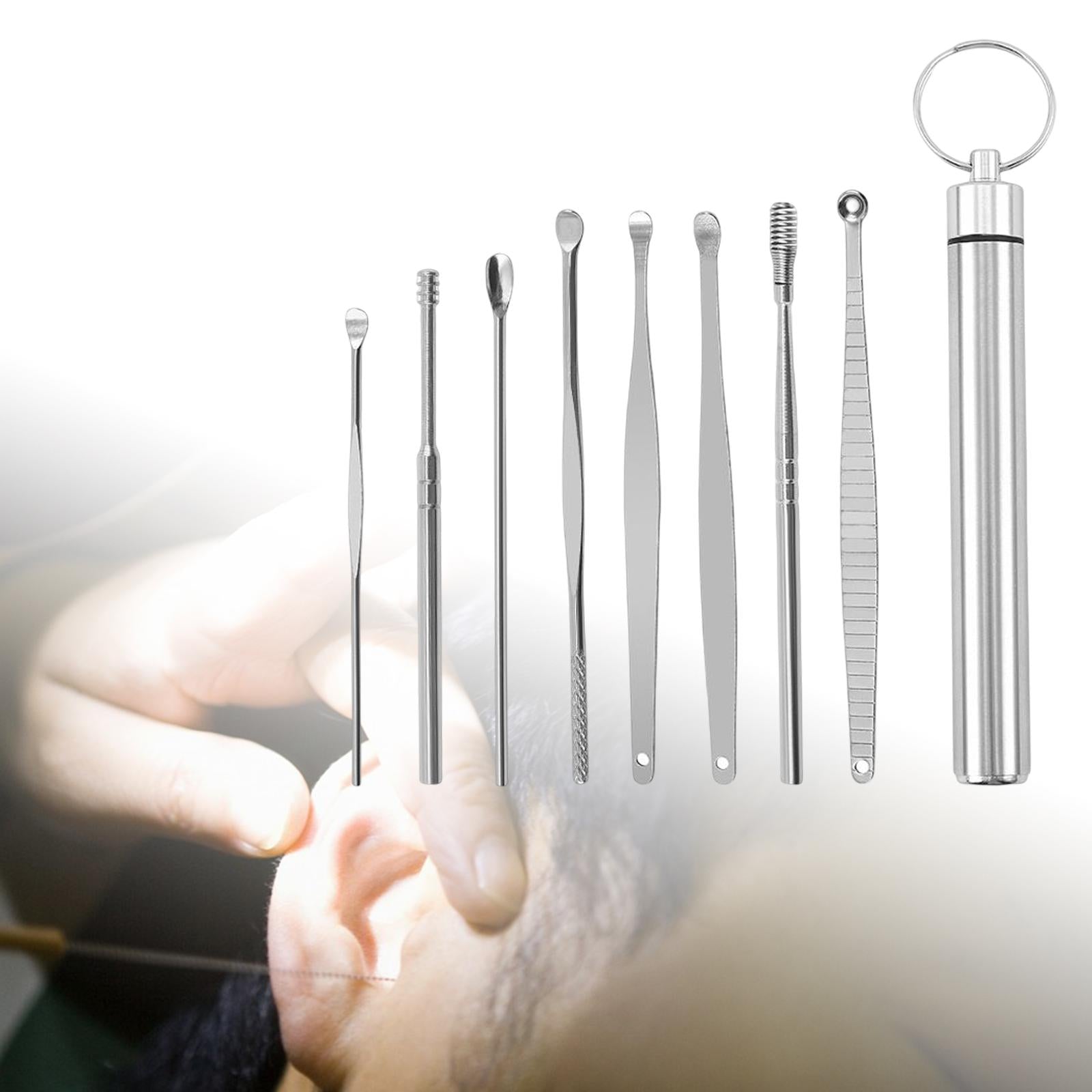 8Pcs Ear Wax Remover Set Reusable Smooth Clean Earpick Sticks for Men Women
