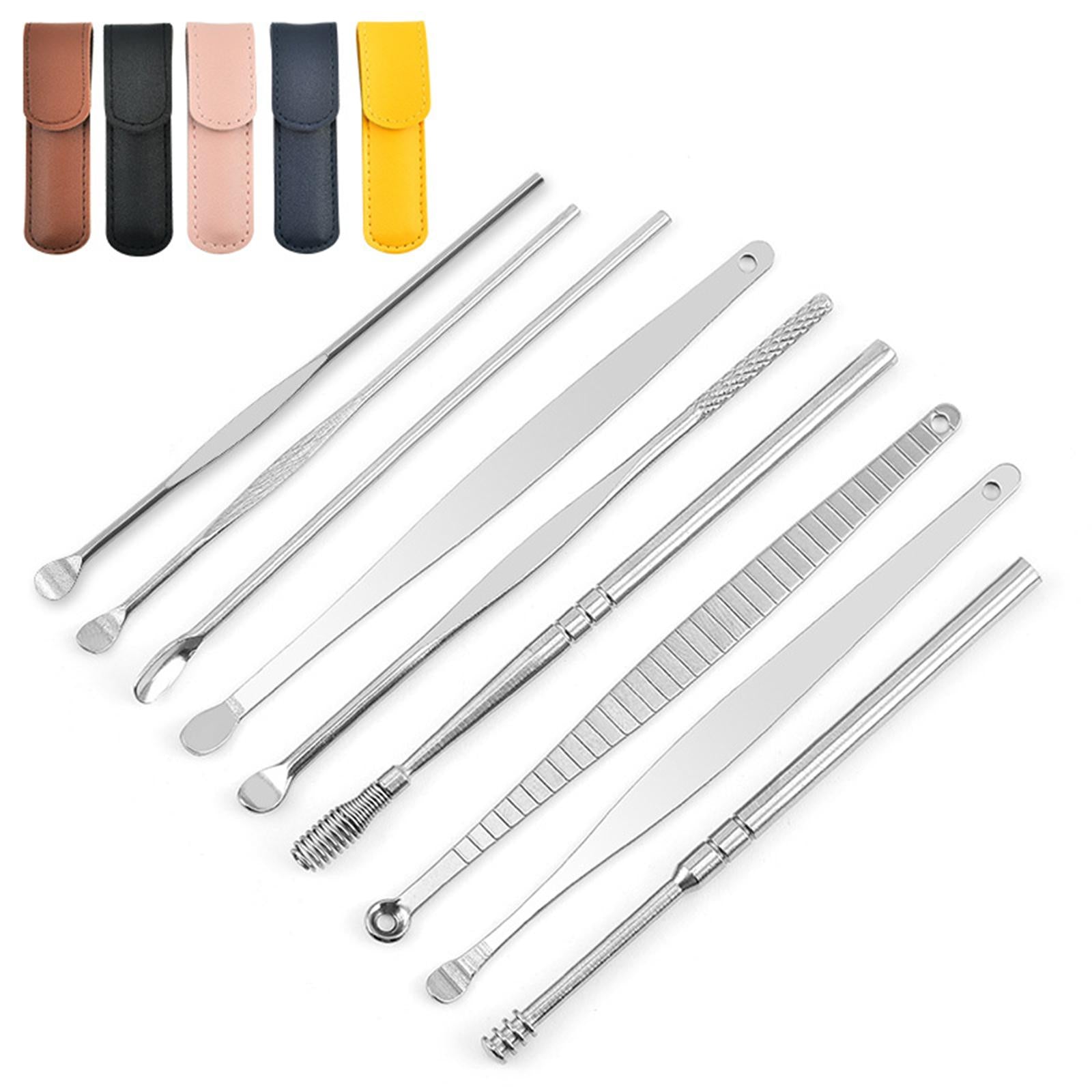 9Pcs Ear Wax Removal Tool Stainless Steel Smooth Earpick Household Men Women Dark Blue