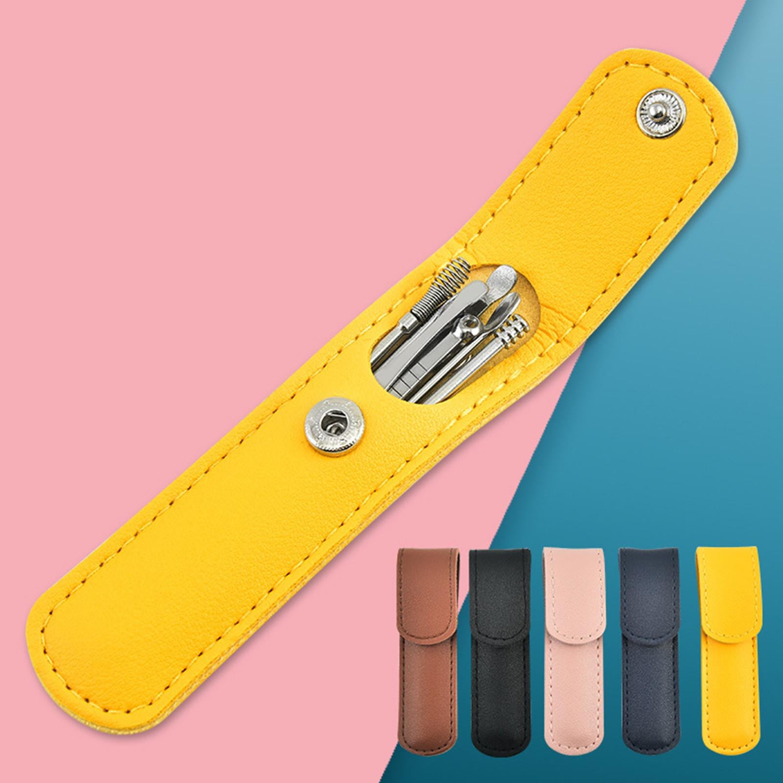 9Pcs Ear Wax Removal Tool Stainless Steel Smooth Earpick Household Men Women Brown