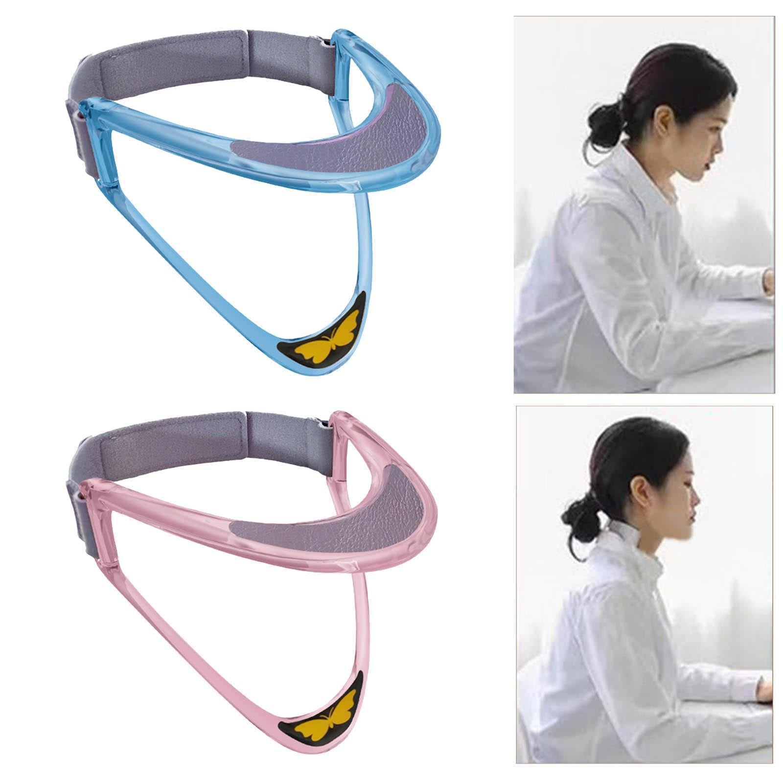 Cervical Collar Traction PU Pad Adjustable Neck Corrector for Men Women Pink