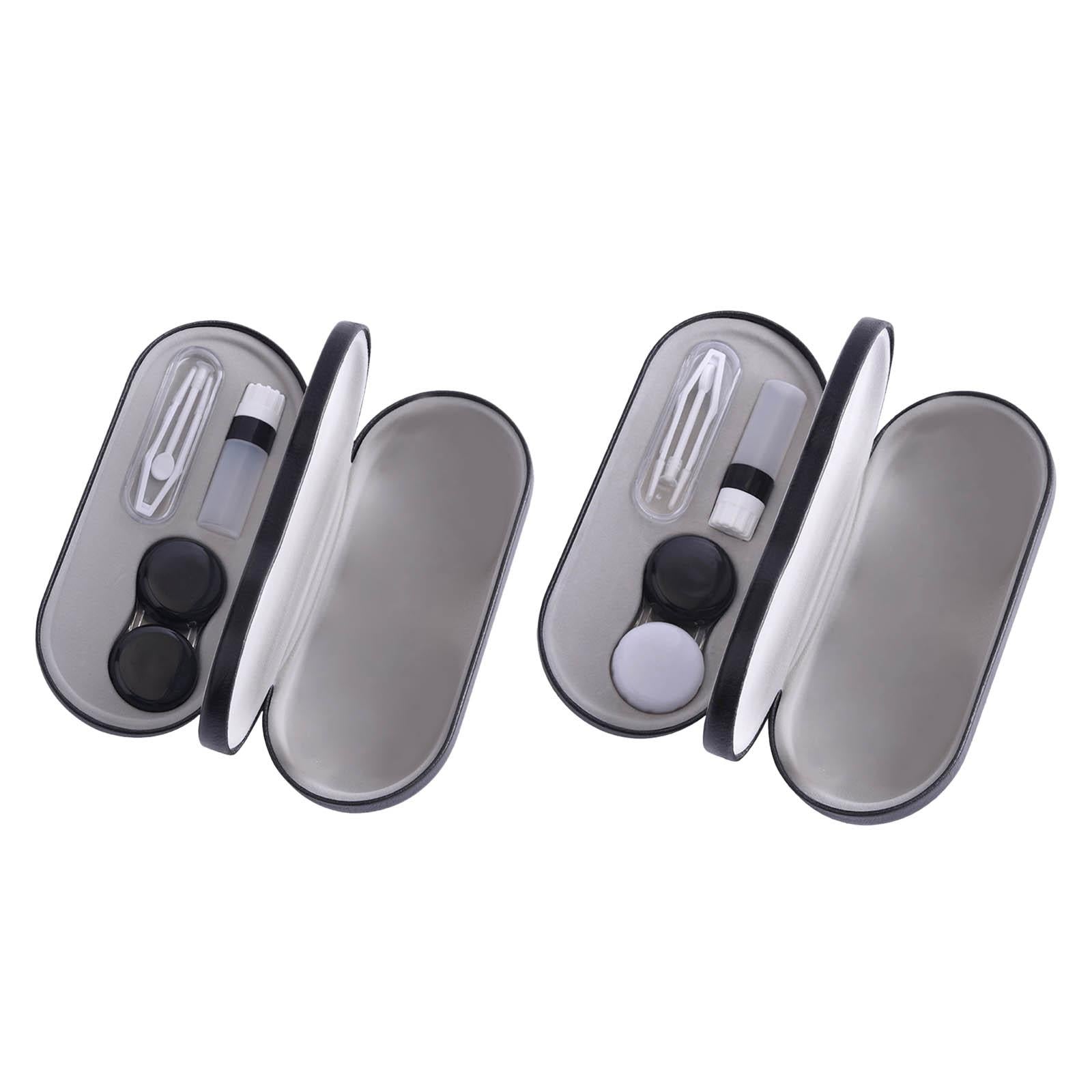 Dual Eyeglass Case Contact Lens Box Glasses Container Hard Case Black