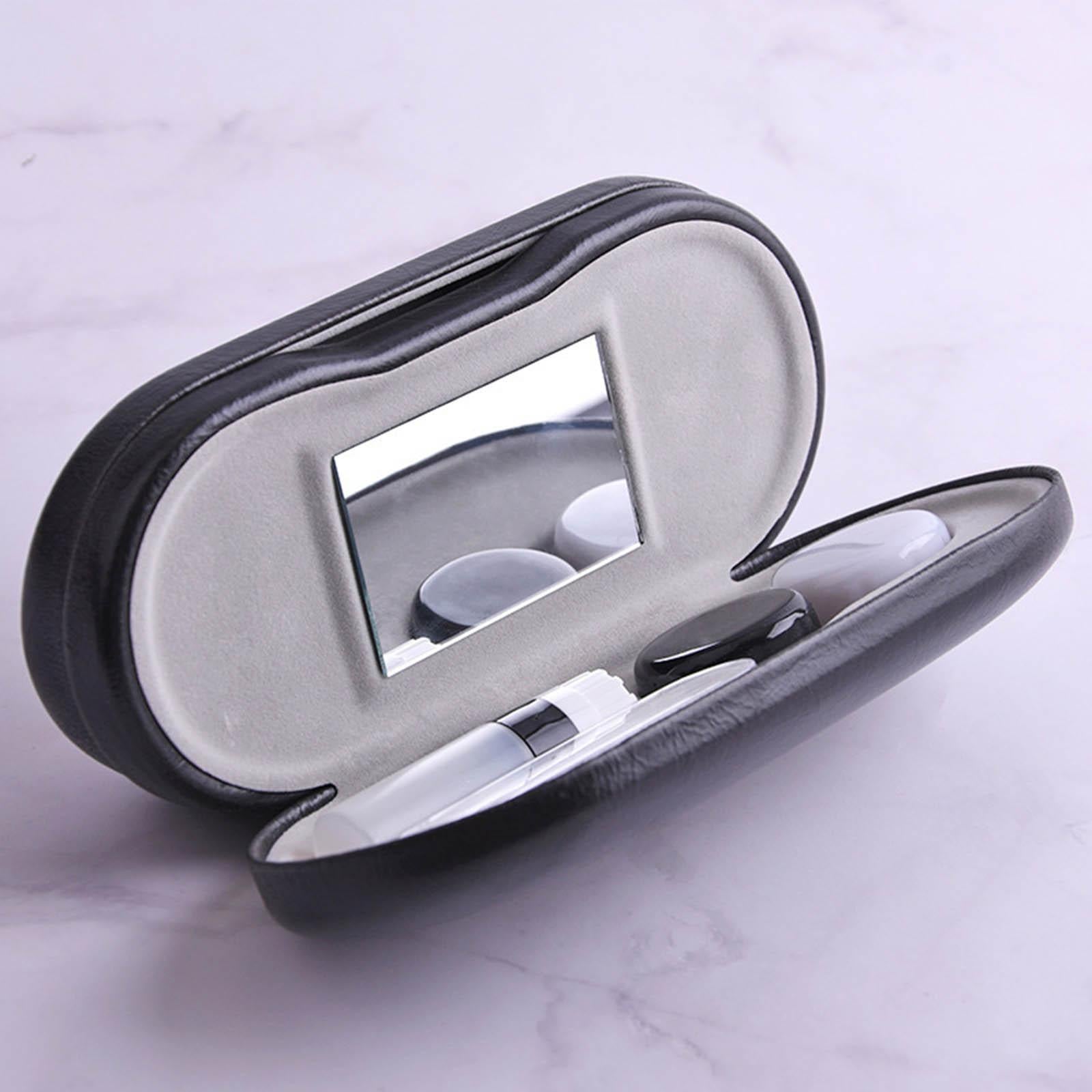 Dual Eyeglass Case Contact Lens Box Glasses Container Hard Case Black White
