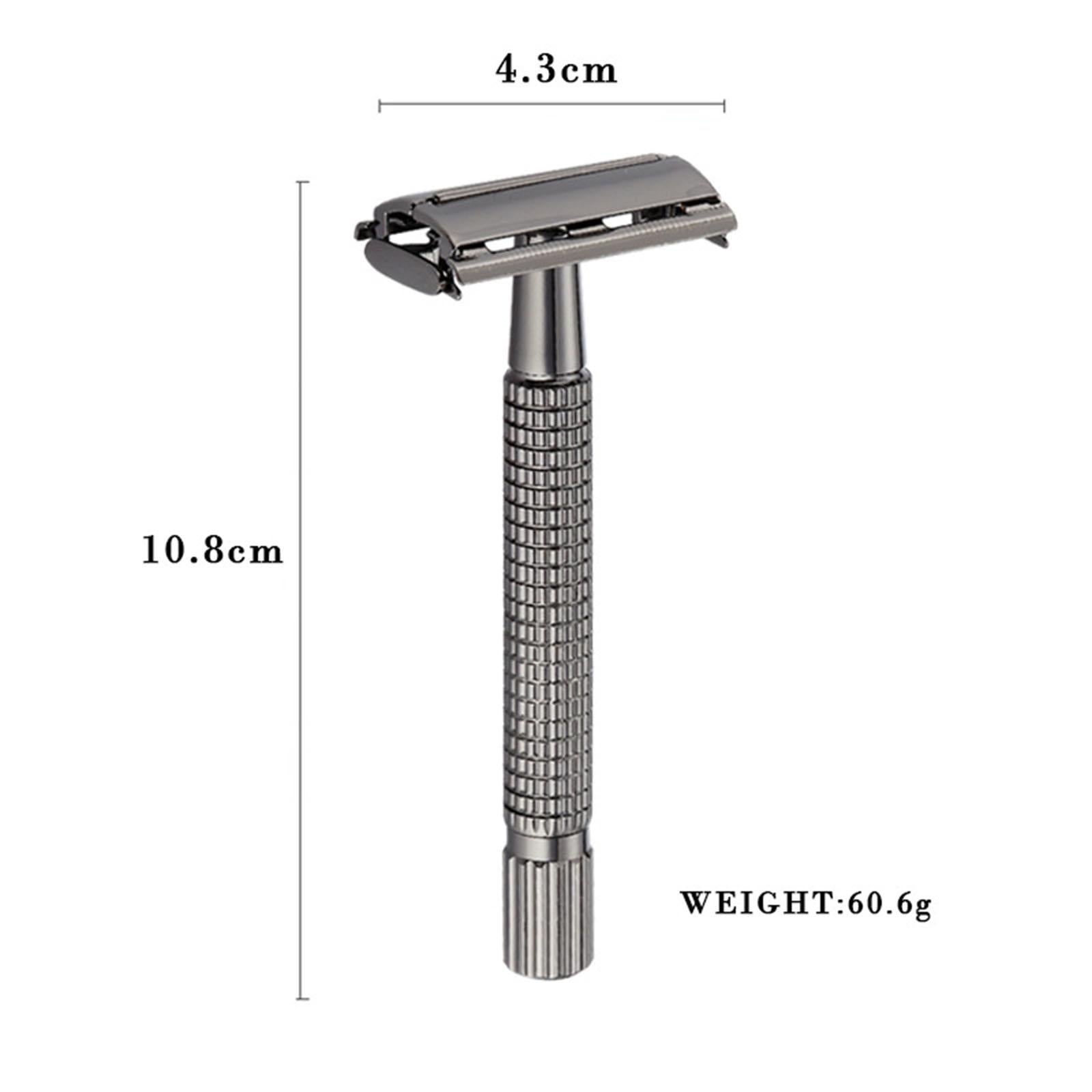 Manual Safety Razors Double Edge Shaver Beard with 5 Blades Long Handle