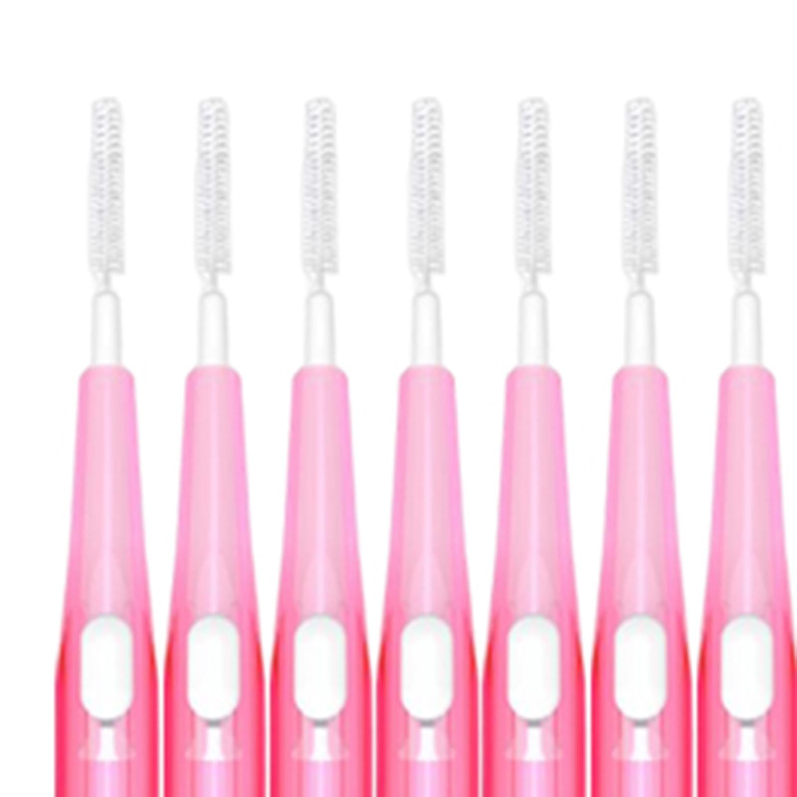 30pcs Interdental Brush Toothpick Dental Hygiene Brush Retractable Pink 0.6mm