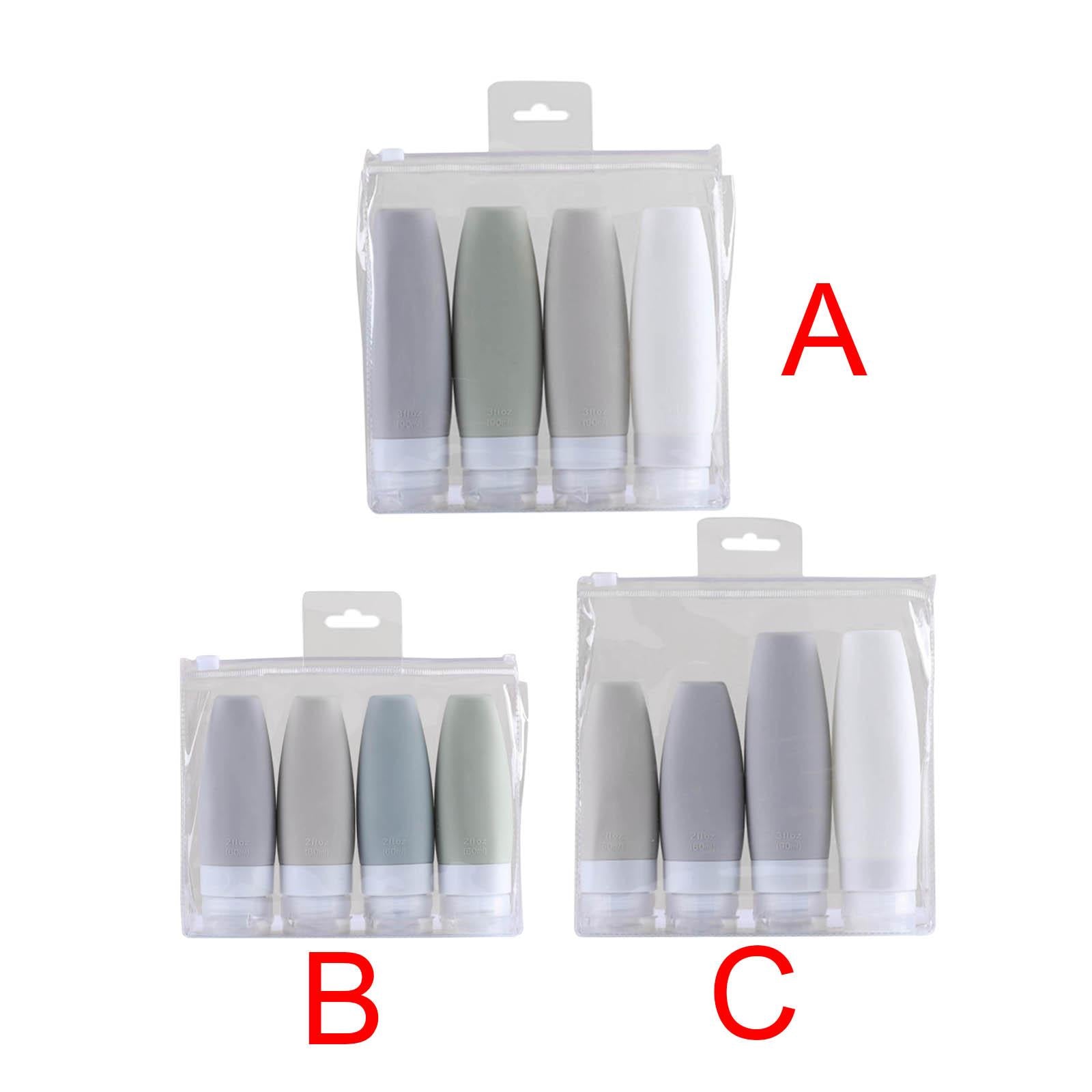 Silicone Travel Bottles Refillable for Conditioner Lotion Soap Men Women 4x 90ml