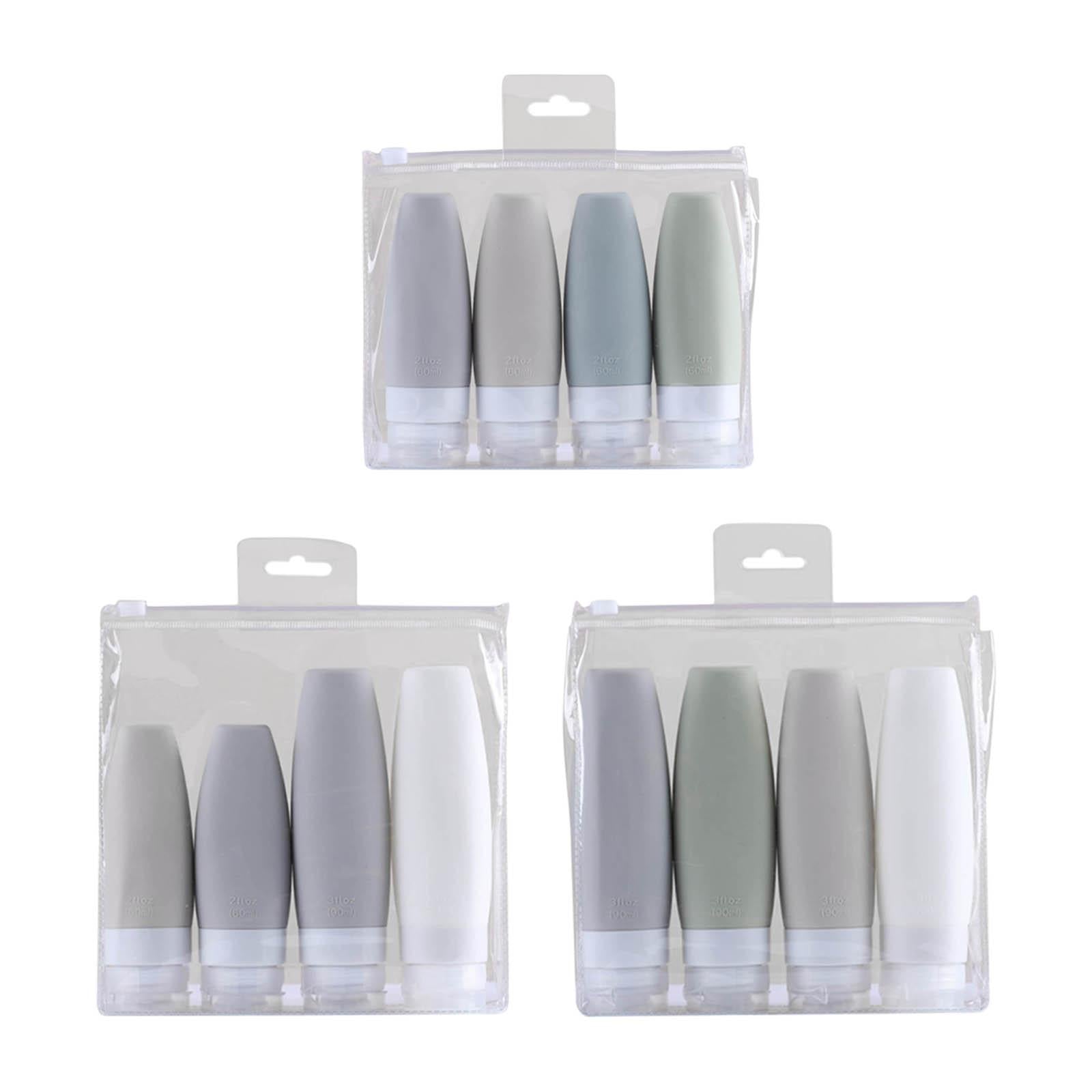 Silicone Travel Bottles Refillable for Conditioner Lotion Soap Men Women 4x 90ml