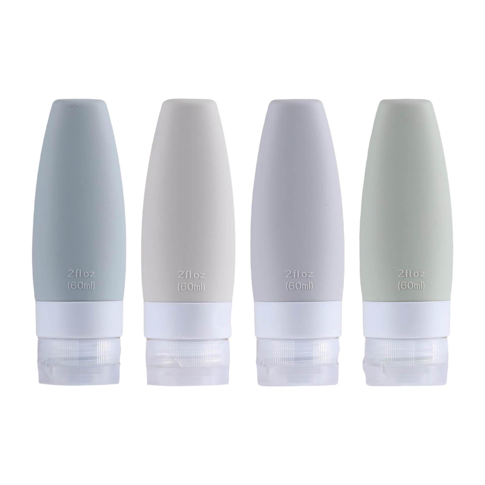 Silicone Travel Bottles Refillable for Conditioner Lotion Soap Men Women 4x 60ml