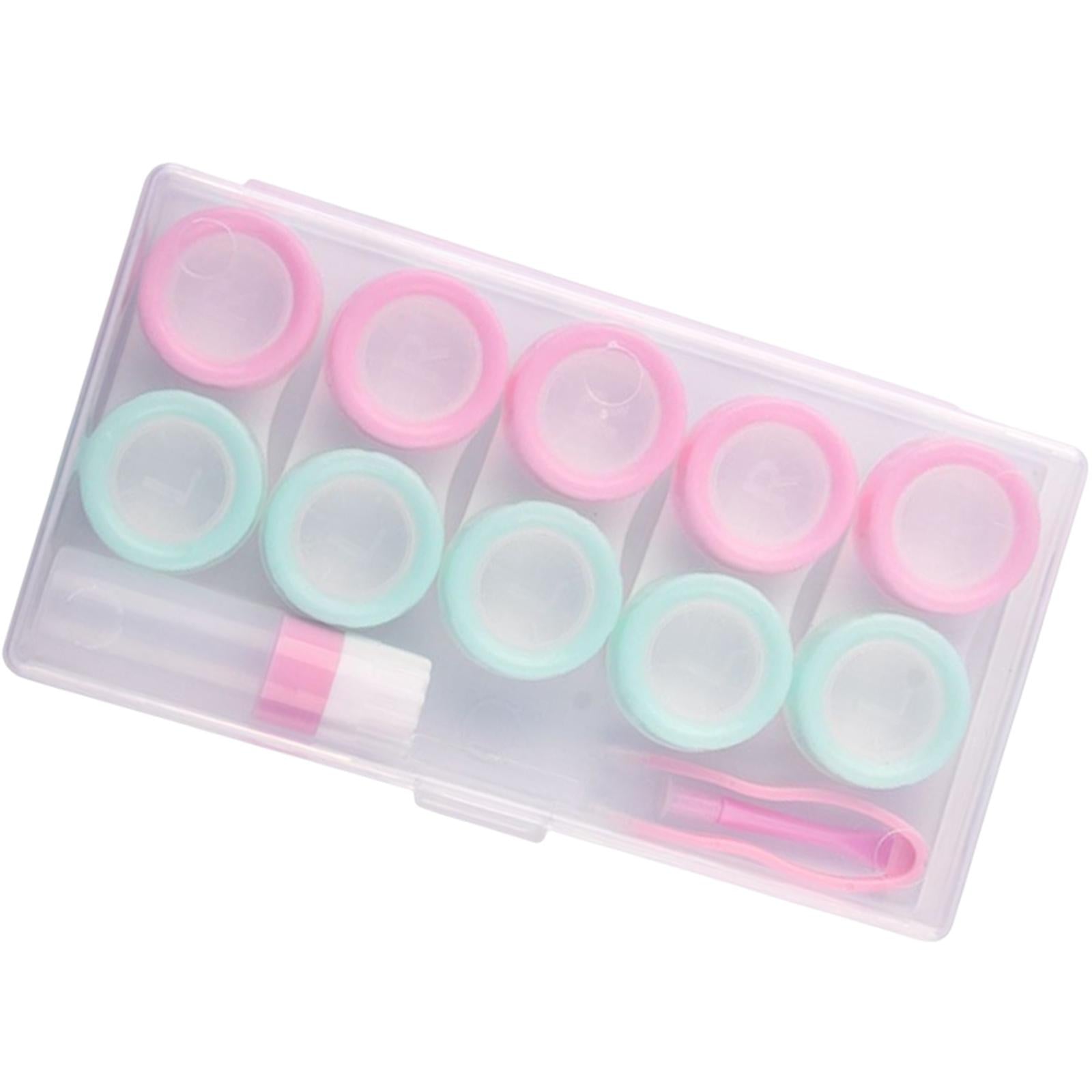 5 Pairs Contact Lens Storage Case Organizer L R Caps for Girls Green Pink