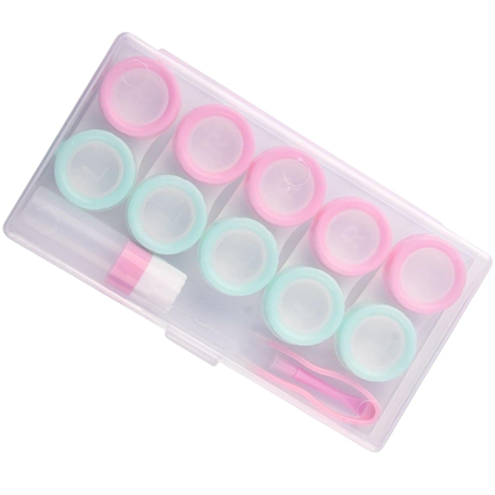 5 Pairs Contact Lens Storage Case Organizer L R Caps for Girls Green Pink