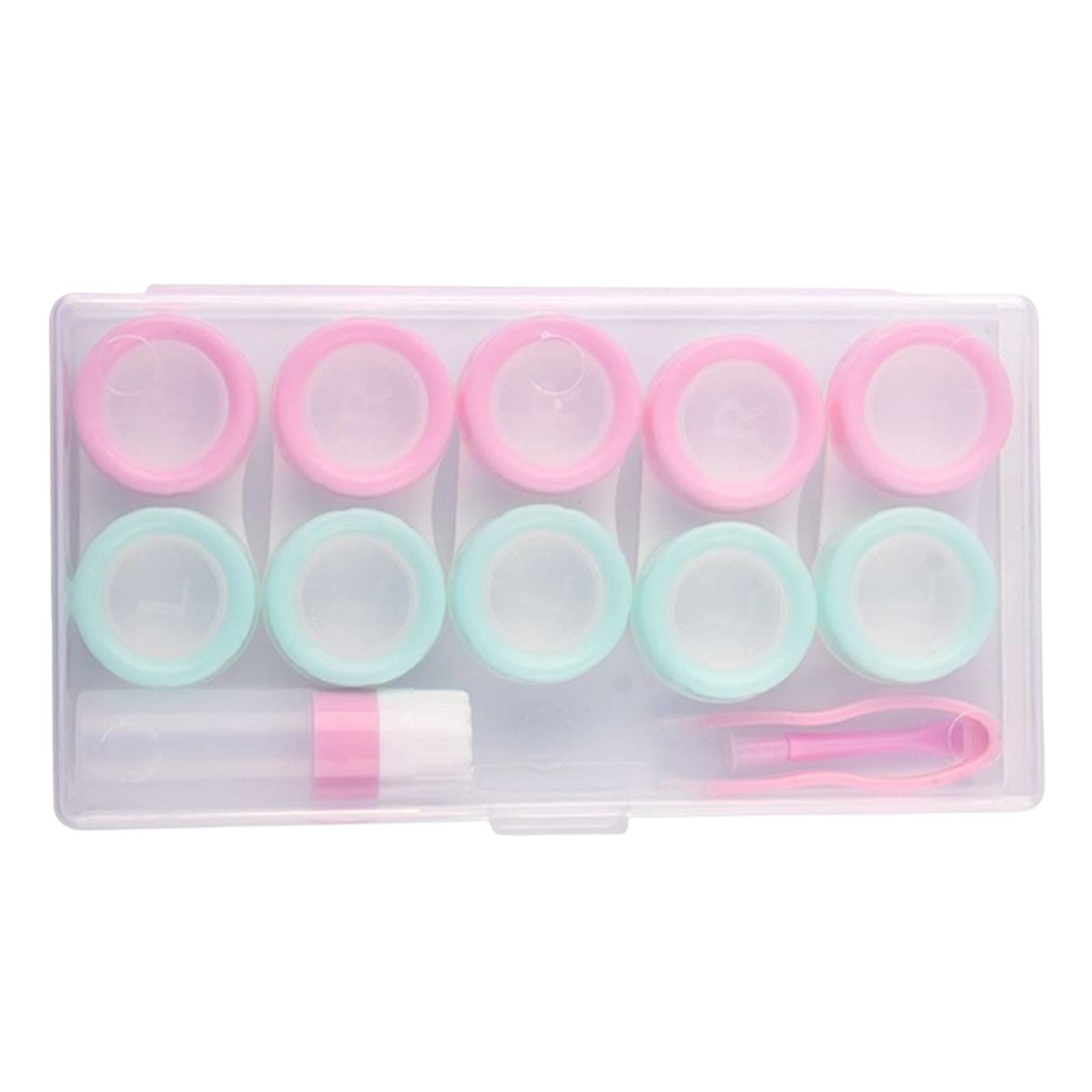 5 Pairs Contact Lens Storage Case Organizer L R Caps for Girls Green Pink