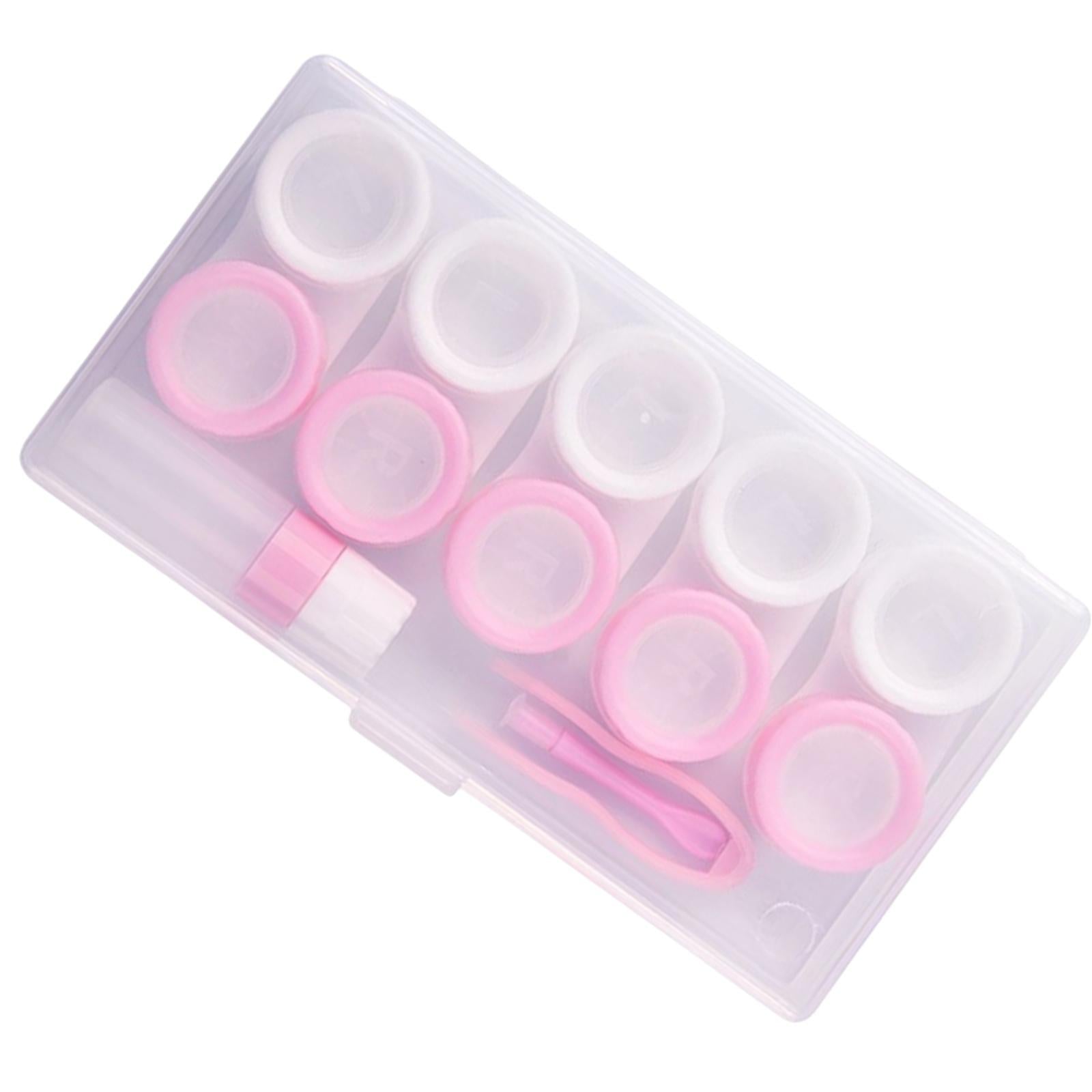 5 Pairs Contact Lens Storage Case Organizer L R Caps for Girls Pink White