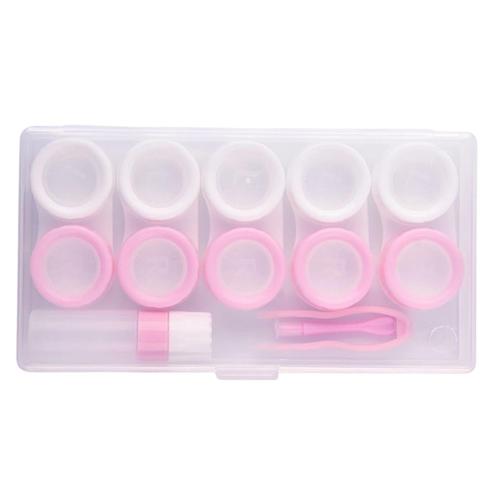 5 Pairs Contact Lens Storage Case Organizer L R Caps for Girls Pink White