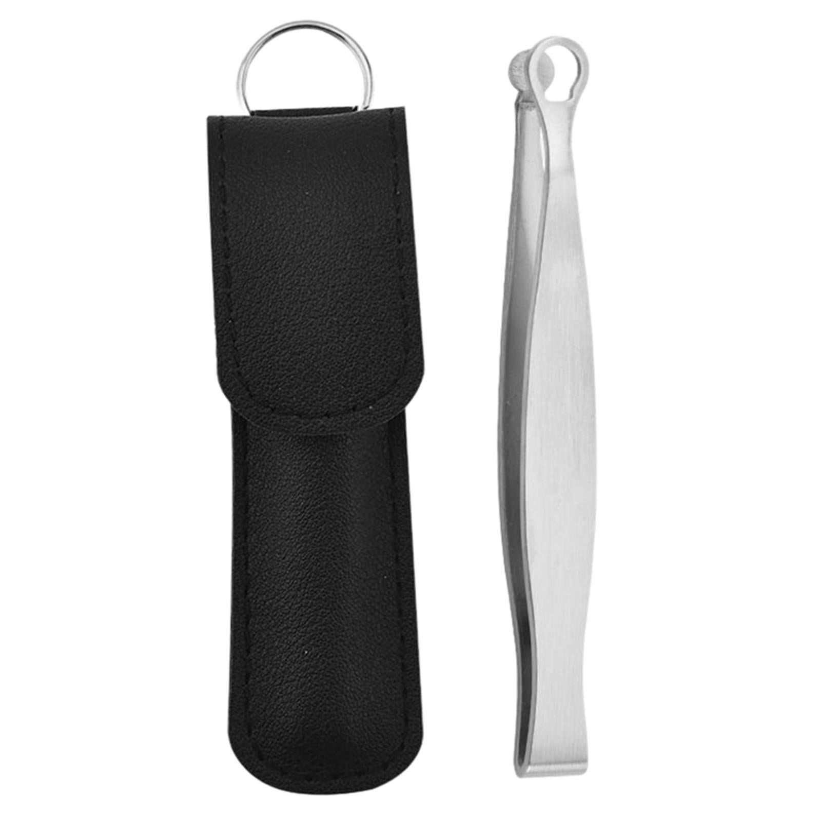 Nose Hair Trimming Tweezers Round Tip Stainless for Women Men Travel Silver