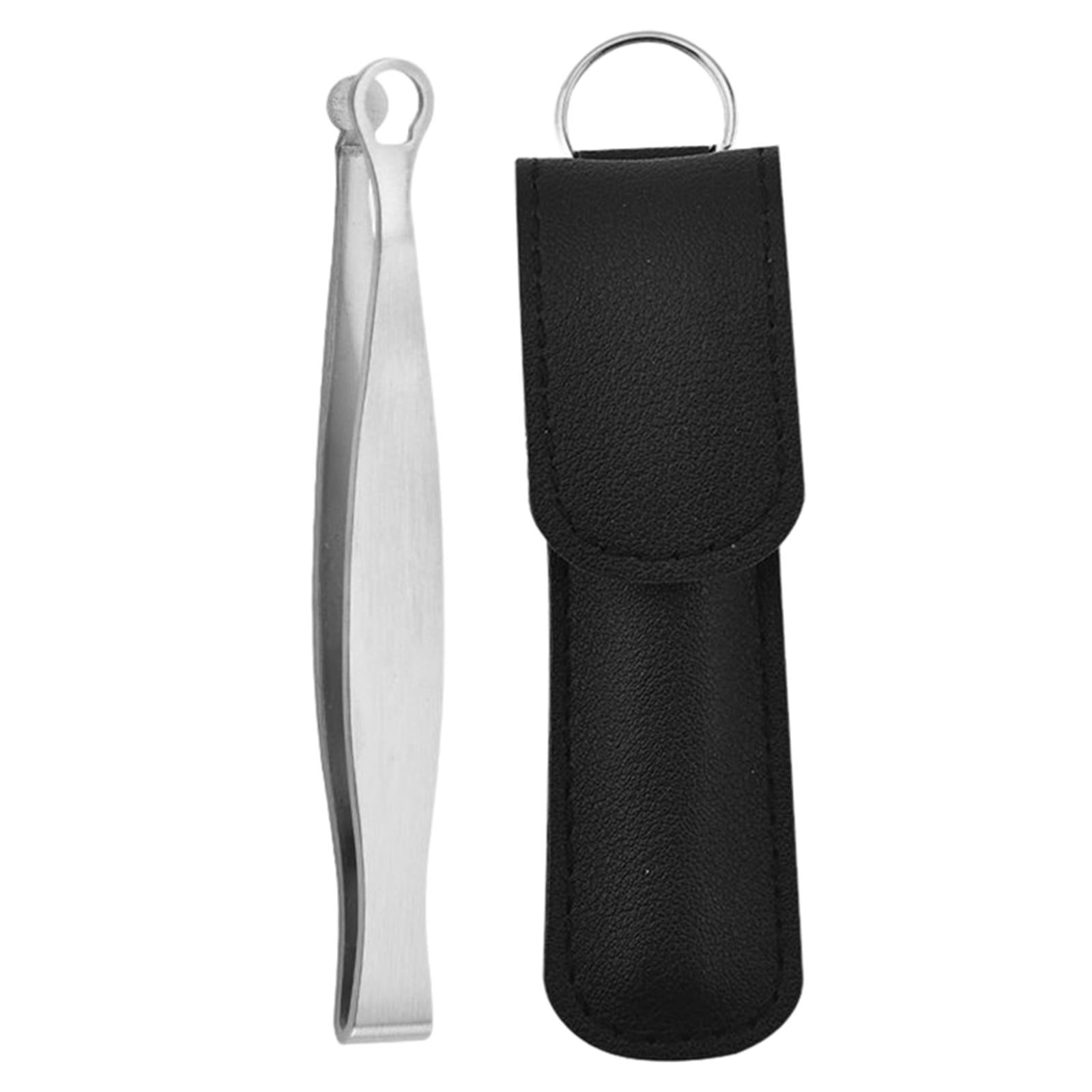 Nose Hair Trimming Tweezers Round Tip Stainless for Women Men Travel Silver