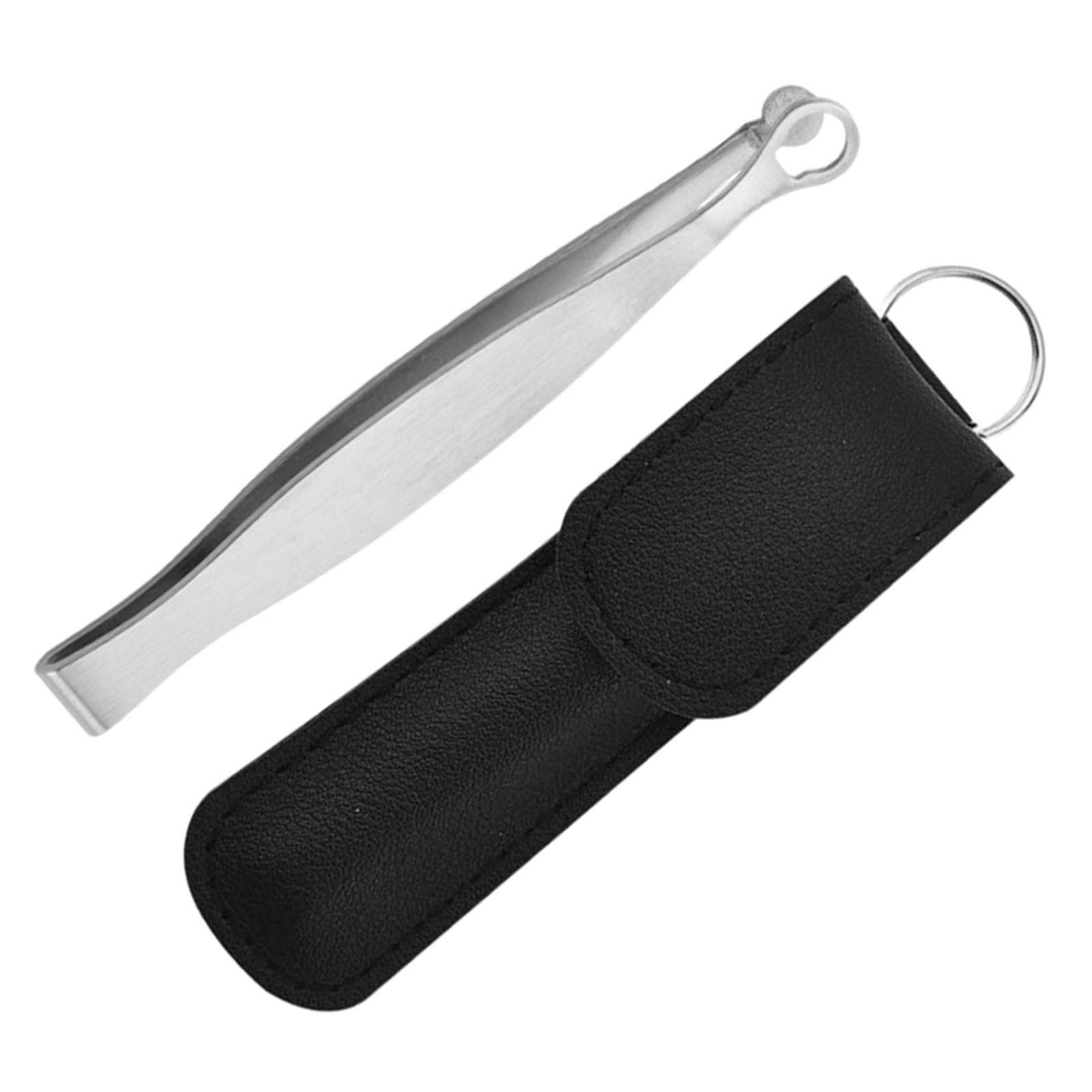 Nose Hair Trimming Tweezers Round Tip Stainless for Women Men Travel Silver