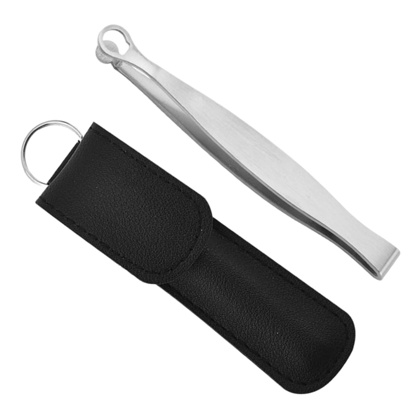 Nose Hair Trimming Tweezers Round Tip Stainless for Women Men Travel Silver