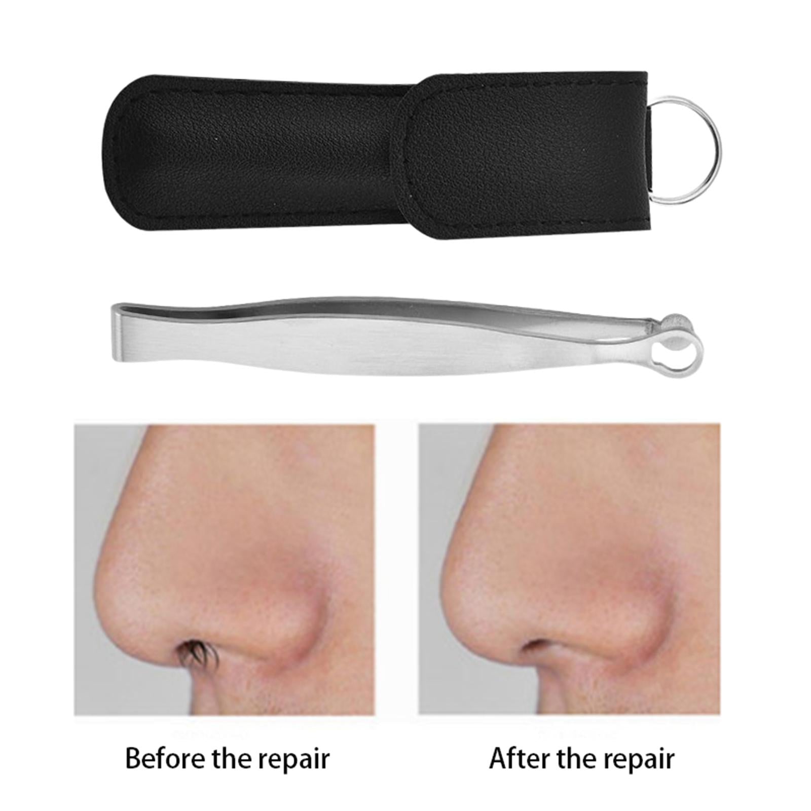 Nose Hair Trimming Tweezers Round Tip Stainless for Women Men Travel Silver