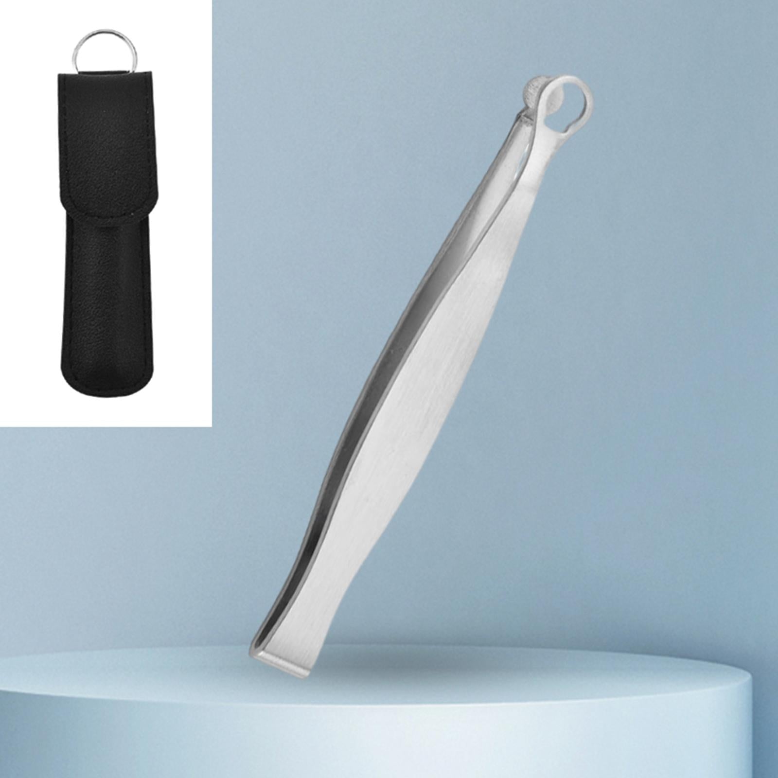 Nose Hair Trimming Tweezers Round Tip Stainless for Women Men Travel Silver