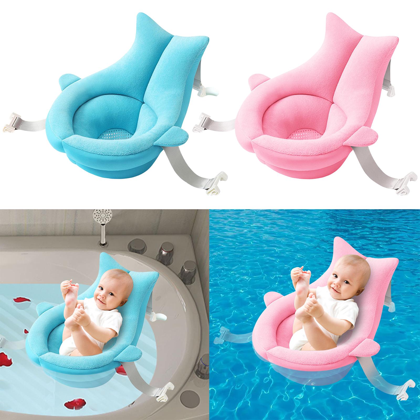 Baby Bath Tub Seat Whale Shape Anti Slip Adjustable Comfortable Infant Blue