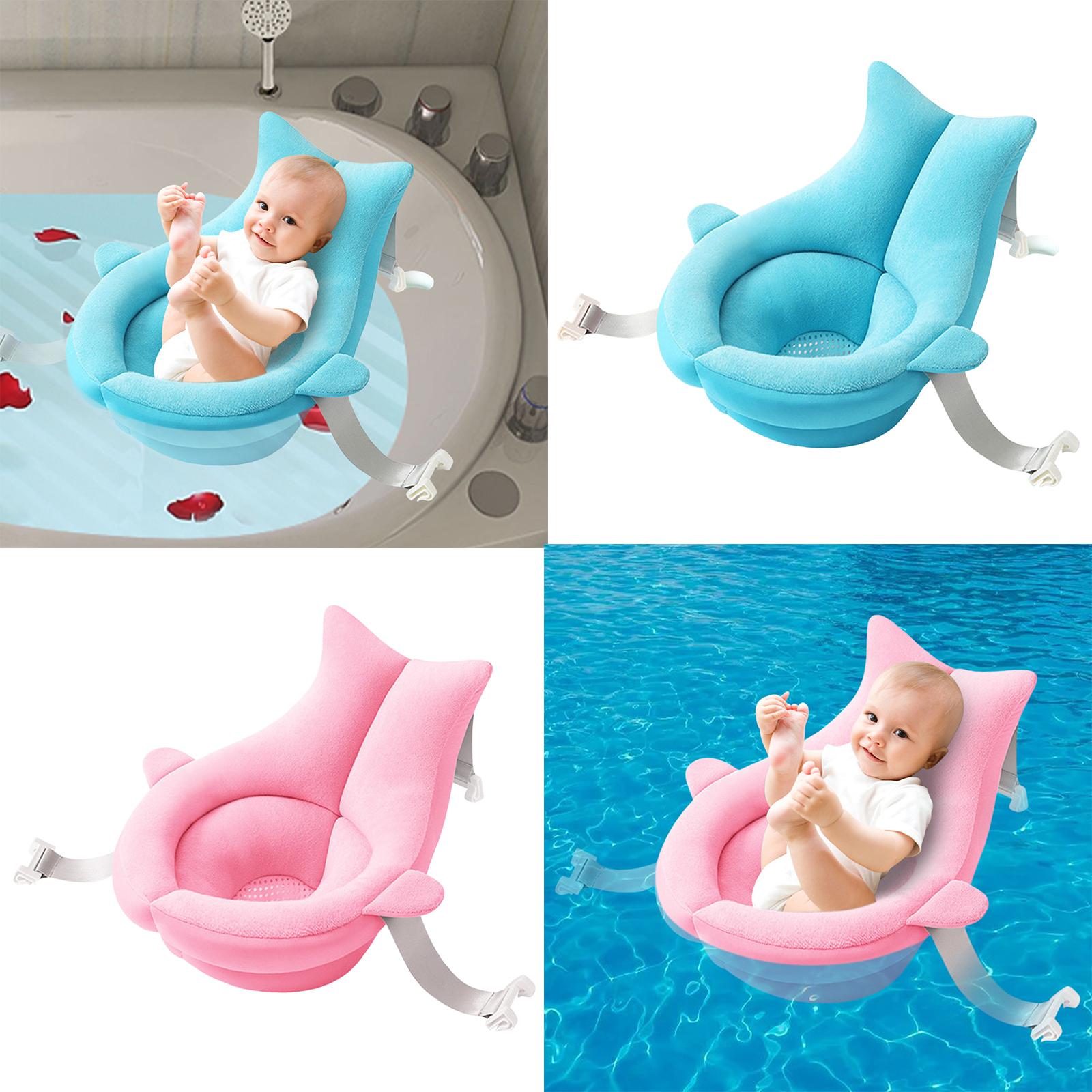 Baby Bath Tub Seat Whale Shape Anti Slip Adjustable Comfortable Infant Blue