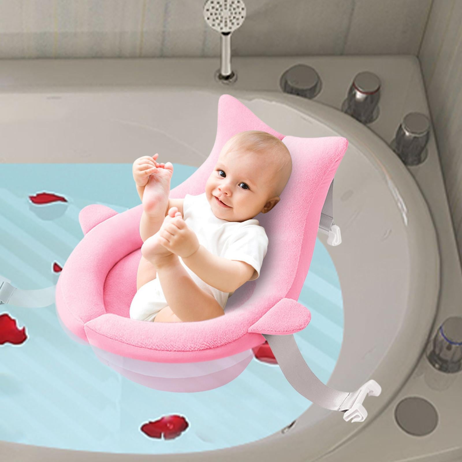Baby Bath Tub Seat Whale Shape Anti Slip Adjustable Comfortable Infant Pink